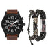 George Men's Adult Black Round Watch and Beaded Bracelet Set, 3-Piece |  WTWL672XA