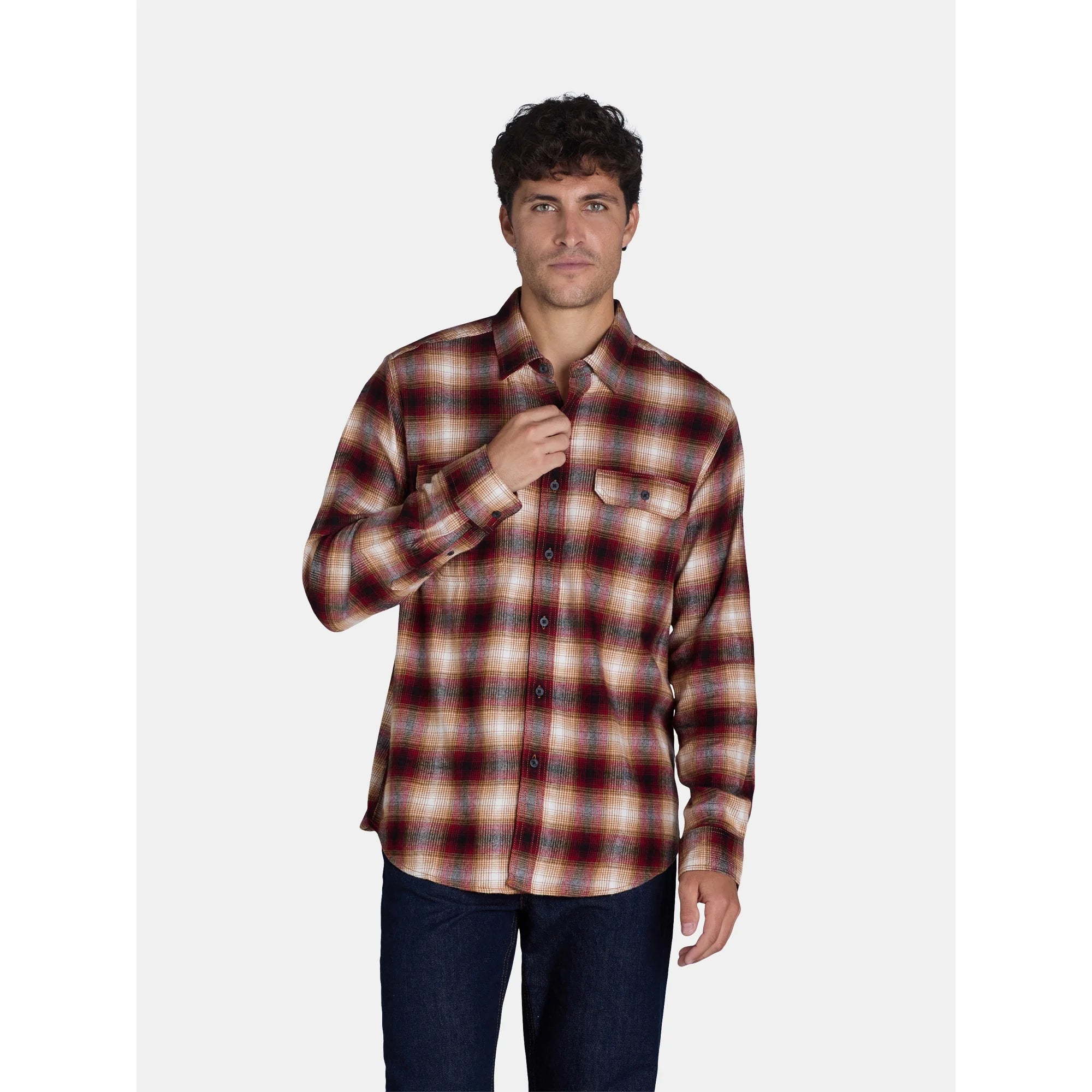 George Men's and Big Men's Flannel Shirt with Long Sleeves | WTWL79XA