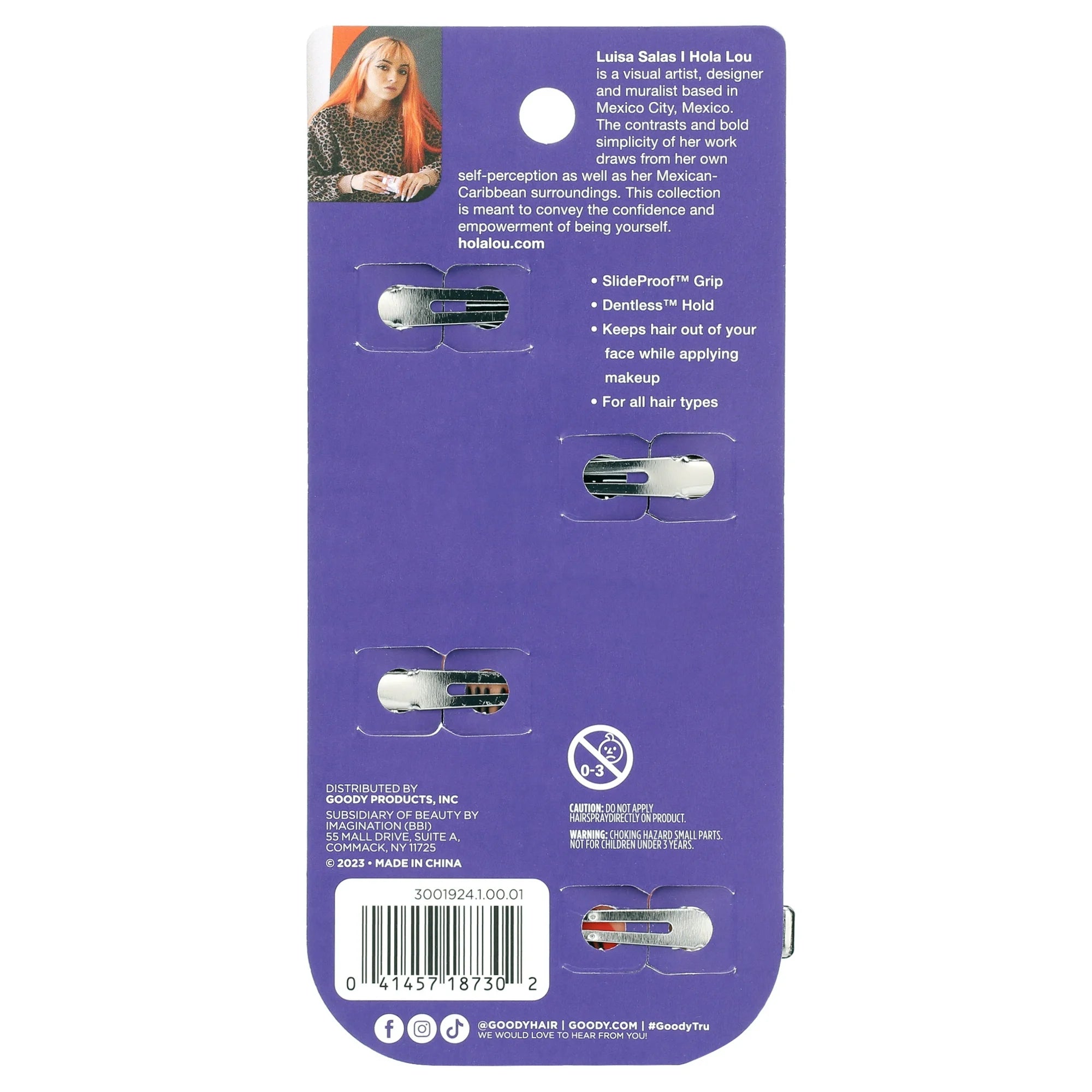 Goody Tru X Hola Lou Collab Slideproof Grip Creaseless Clips 4 Ct | WTWL427XA