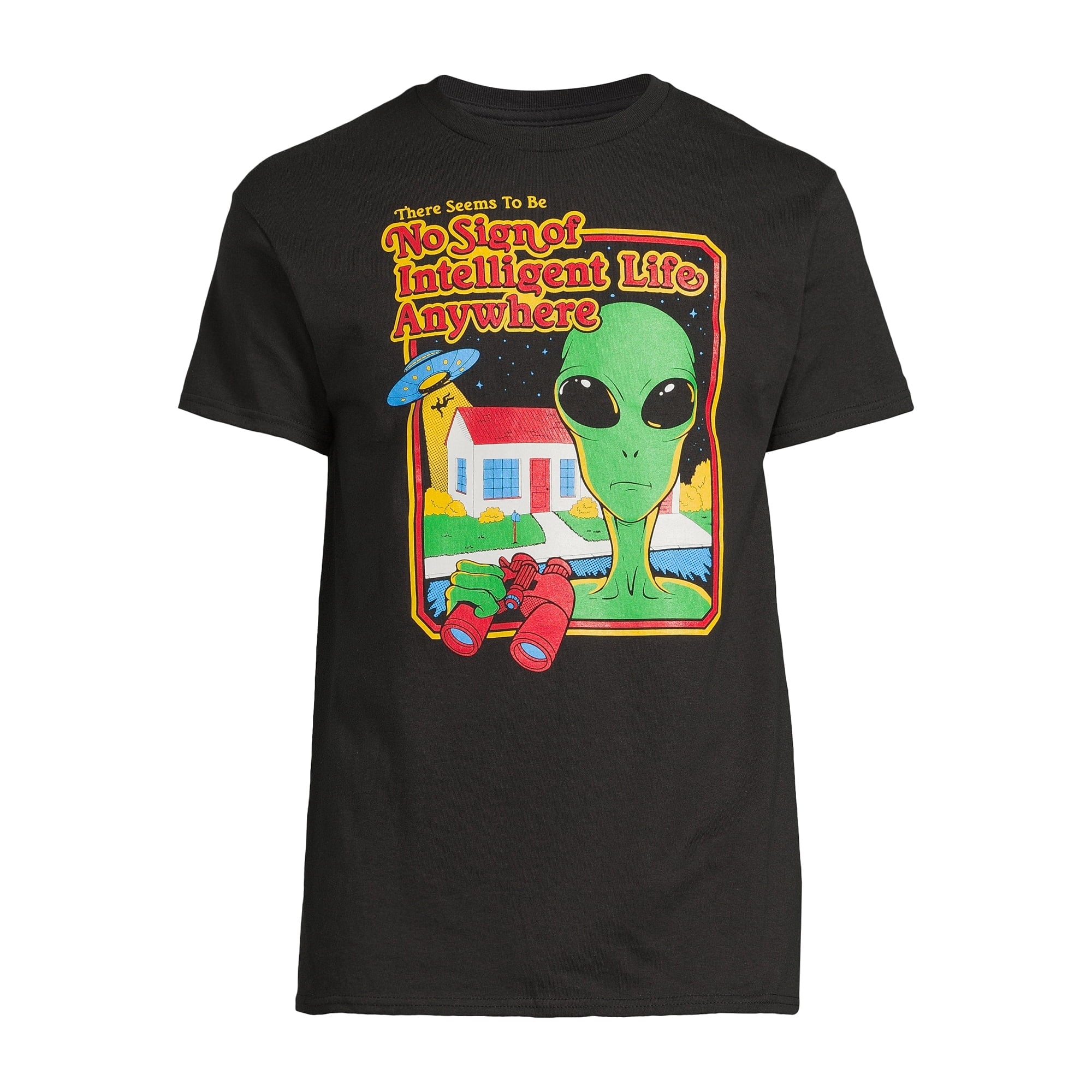 Humor Men's and Big Men's No Intelligent Life Alien Short Sleeve Men's Graphic Tee | WTWL92XA