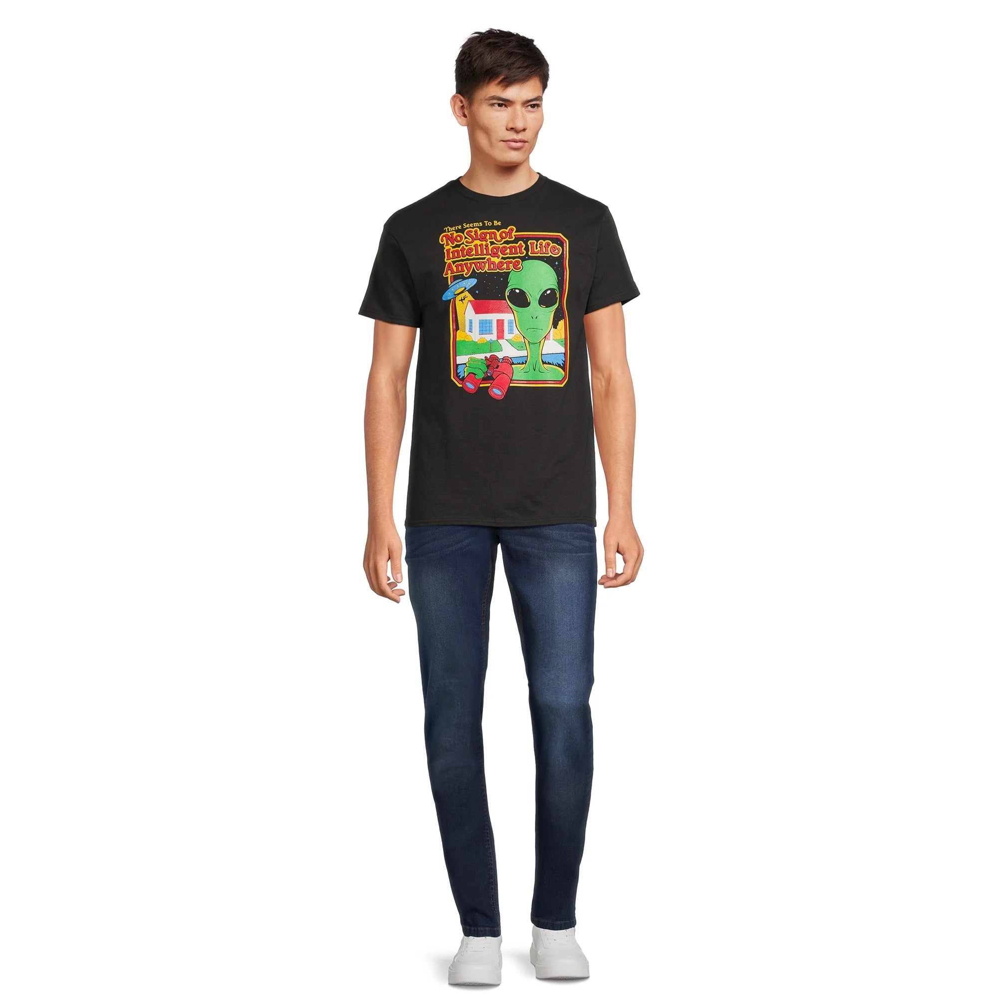 Humor Men's and Big Men's No Intelligent Life Alien Short Sleeve Men's Graphic Tee | WTWL92XA