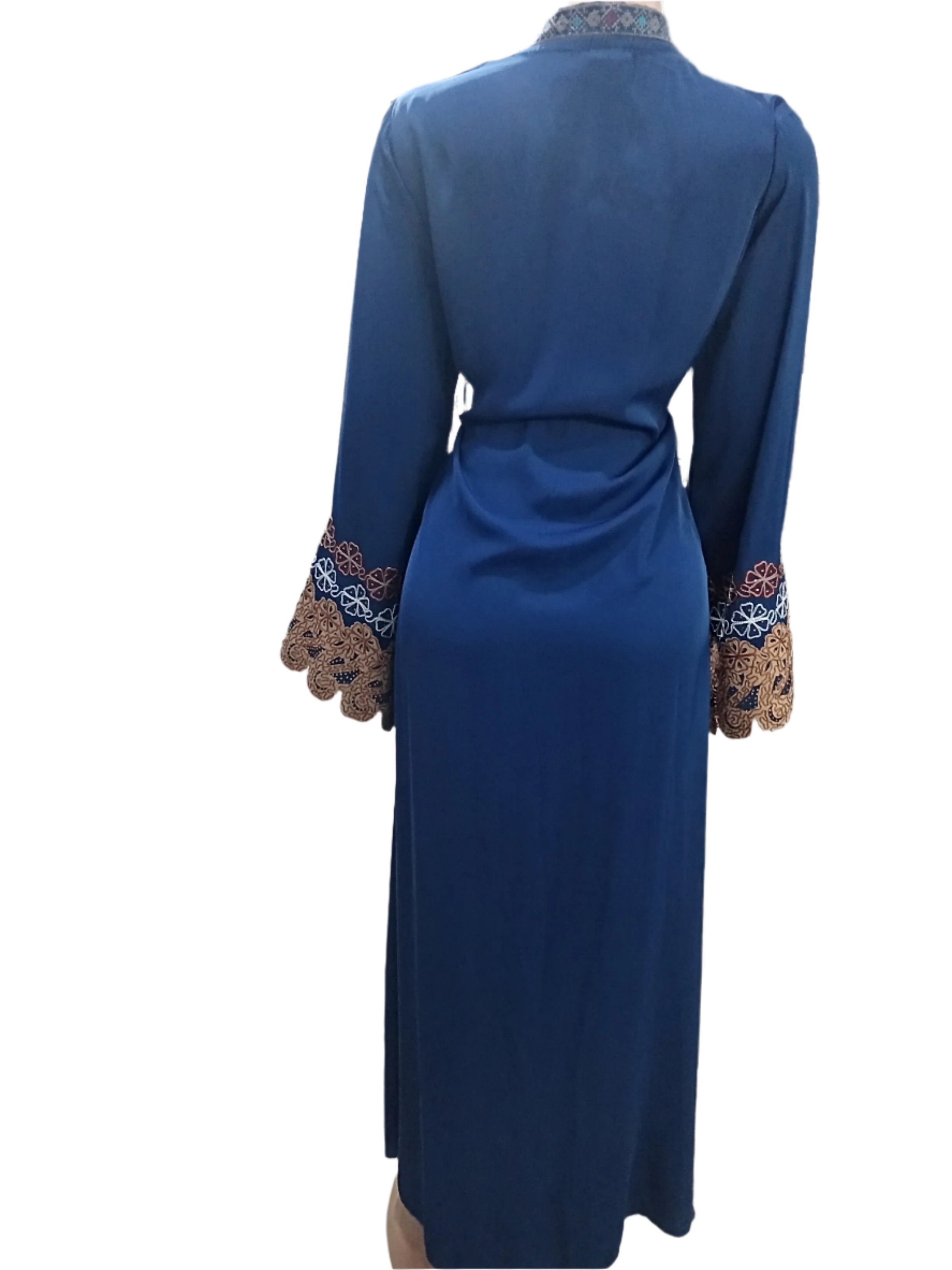 Elegant Turkey Abaya Gown (Dress) XL, Blue | MBE2b
