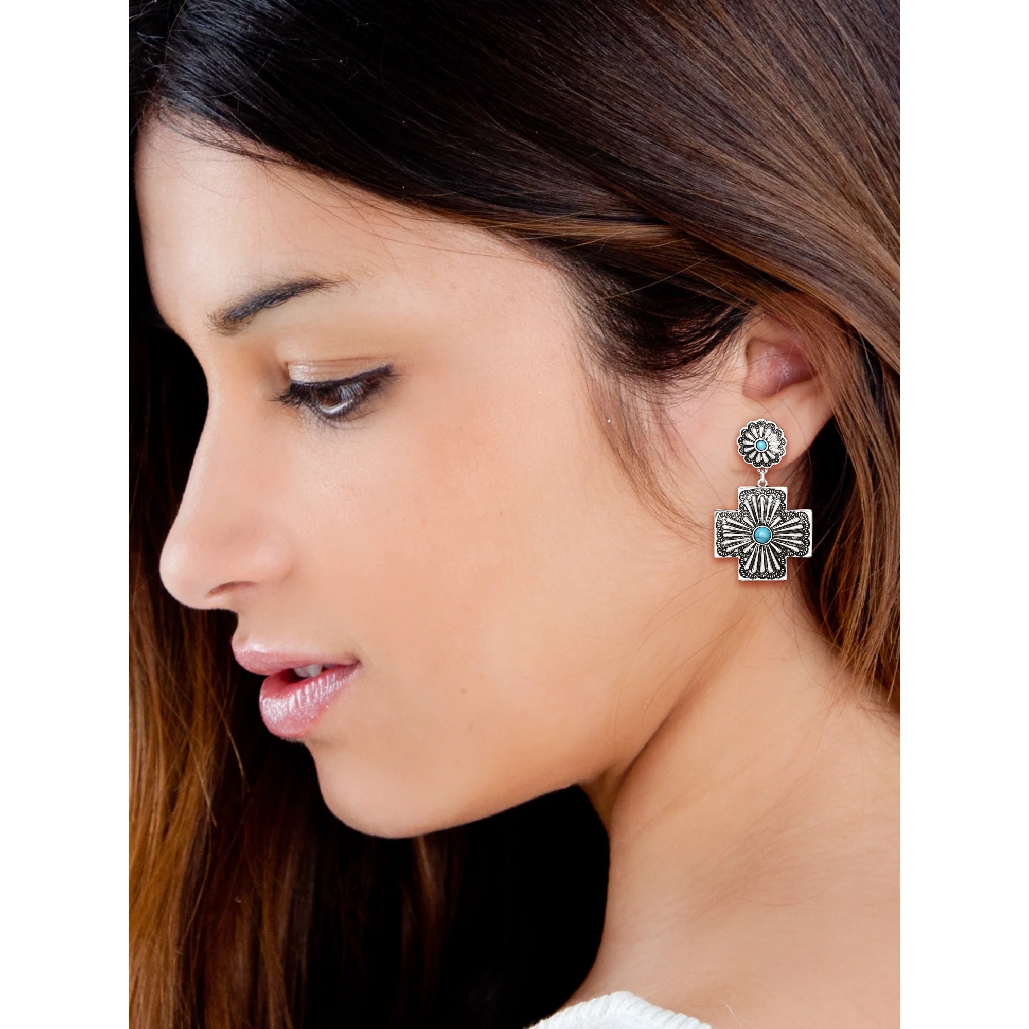 Jessica Simpson Faux Turquoise Stone Drop Earring  |  WTWL244XA
