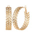 Jessica Simpson Large Gold Hoop Earrings for Women - Open Hoops - Leaf Design| WTWL1XA