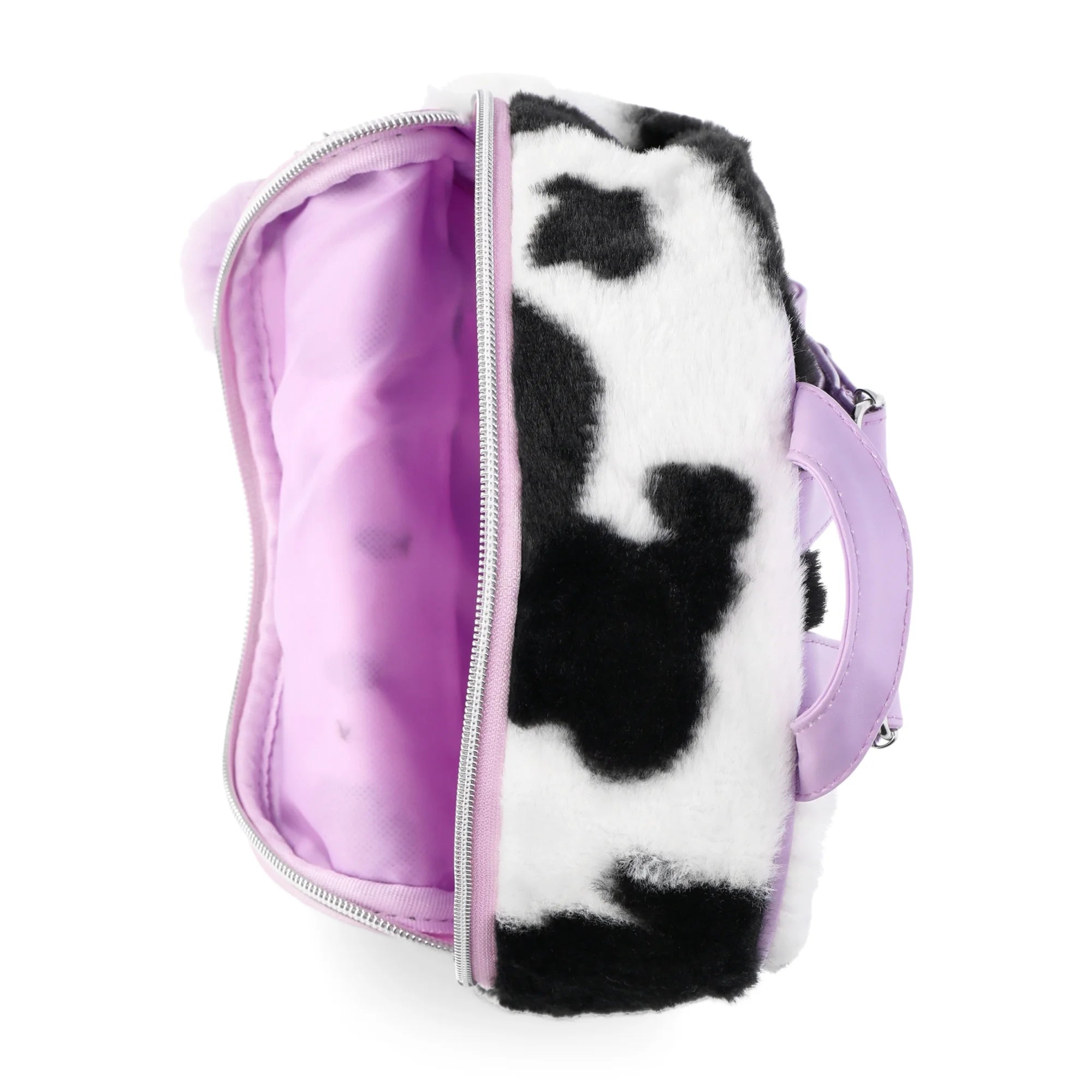Justice Girls Cow Print Faux Fur Mini Backpack, Black |  WTWL370XA