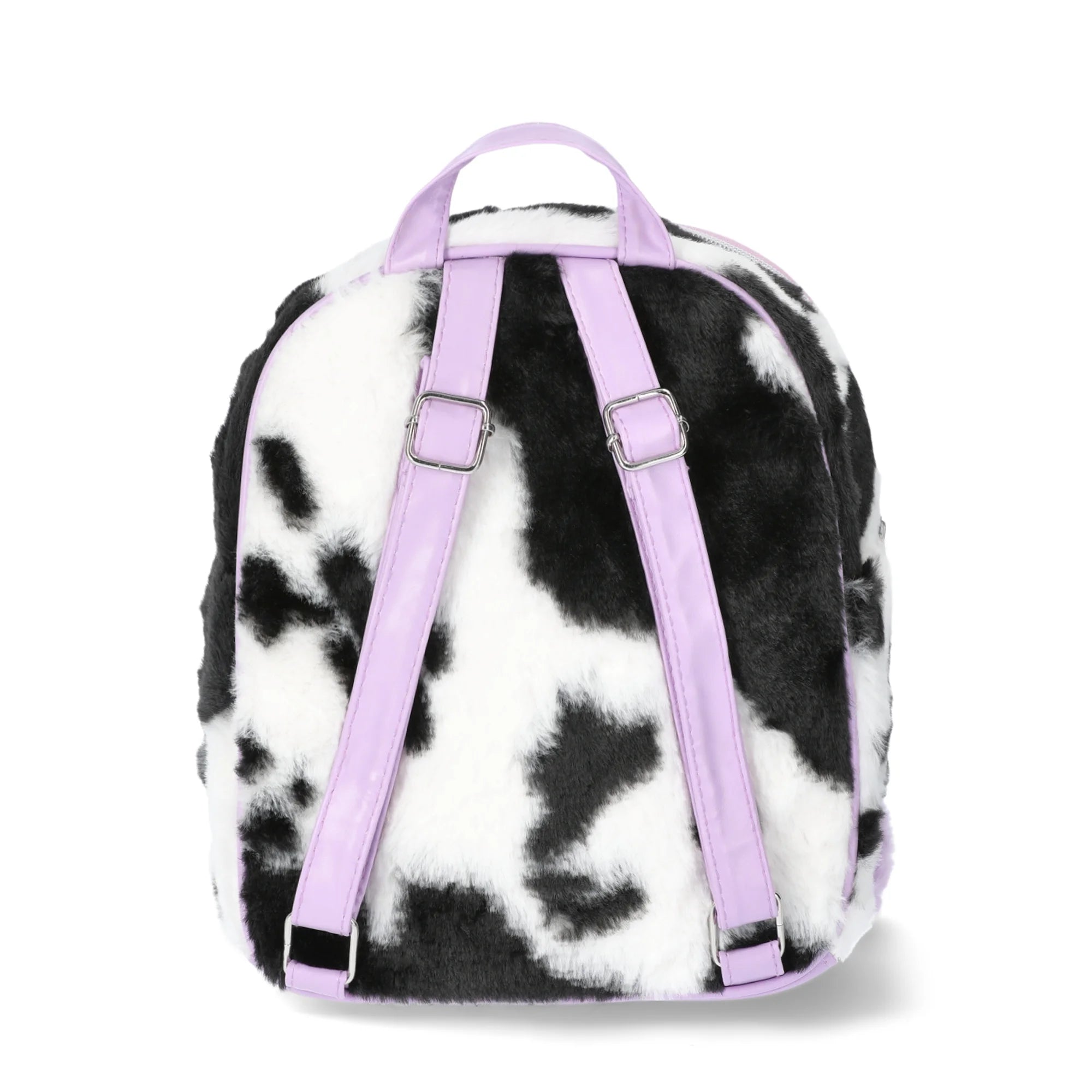 Justice Girls Cow Print Faux Fur Mini Backpack, Black |  WTWL370XA