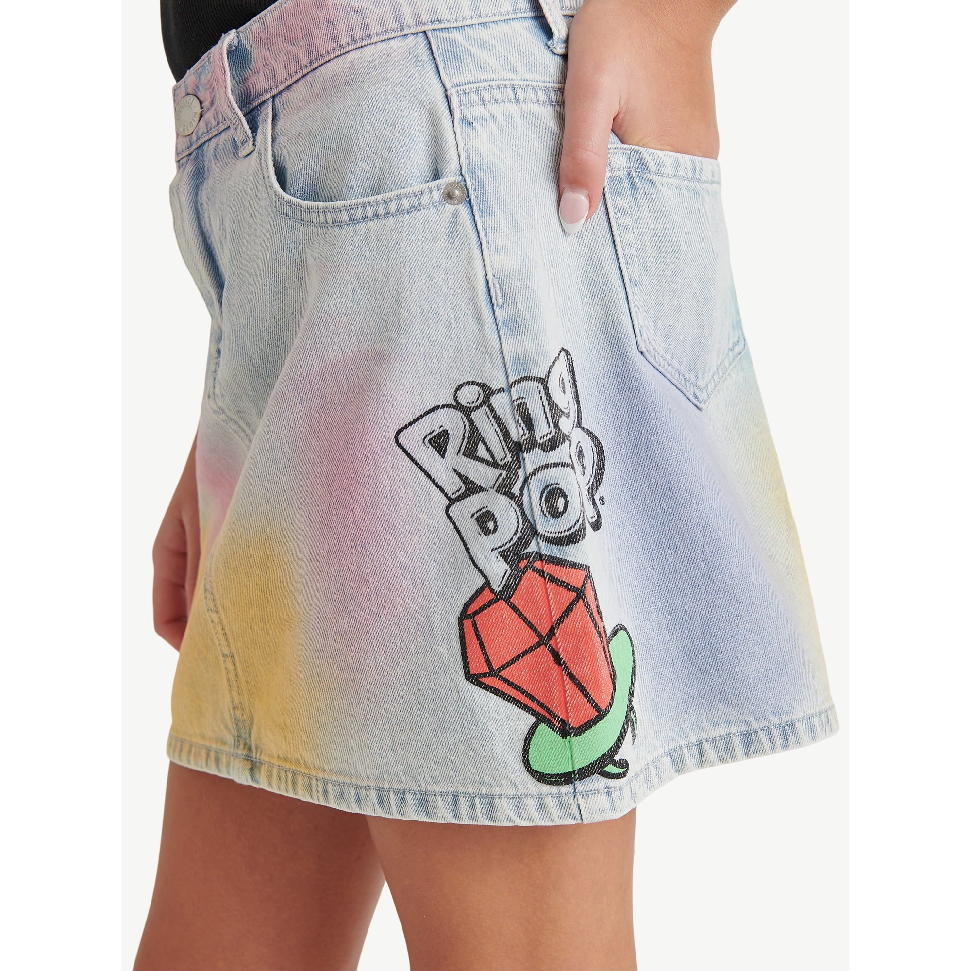 Justice Girls Ring Pop Collab Denim Skirt, Sizes 6-18 | WTWL653XA