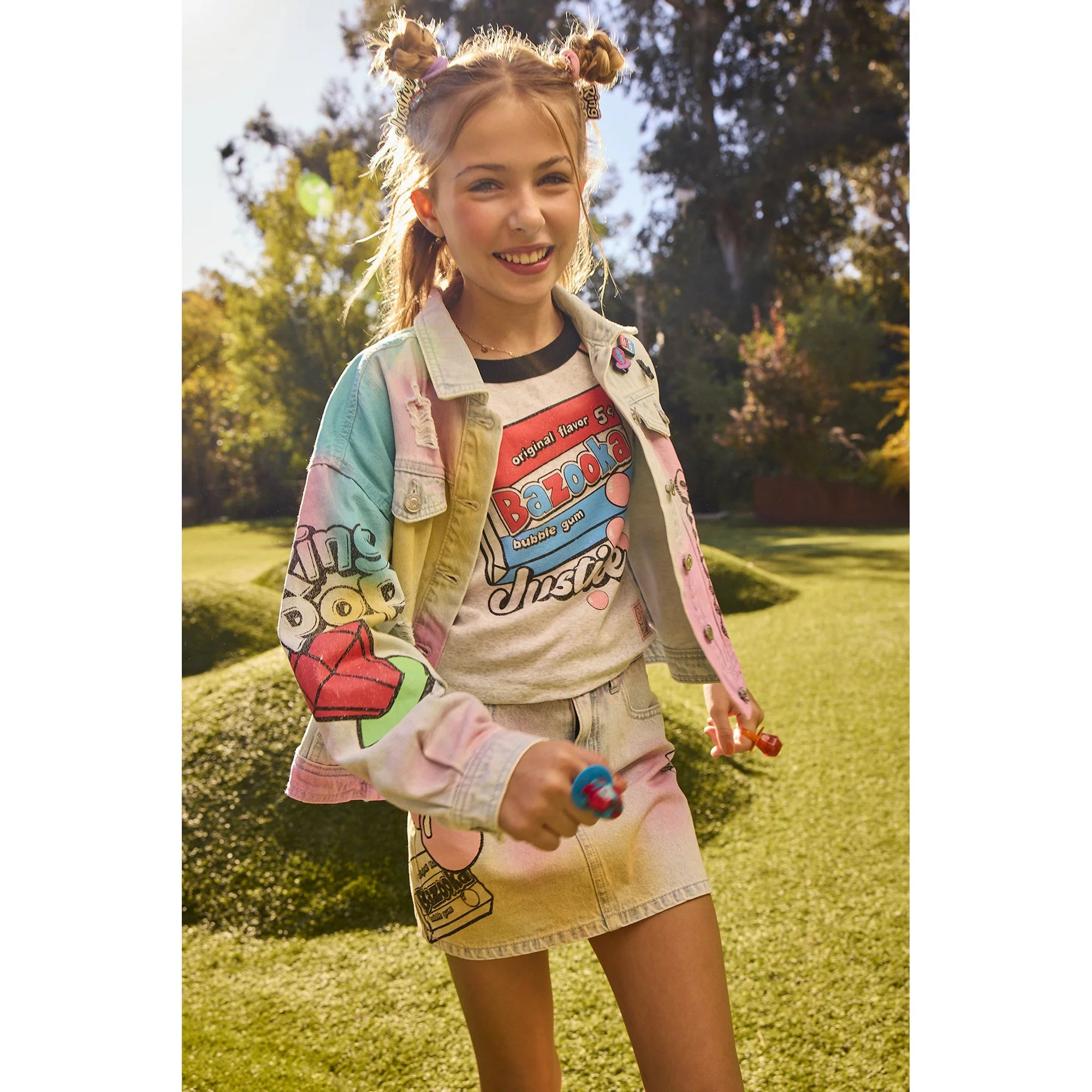 Justice Girls Ring Pop Collab Denim Skirt, Sizes 6-18 | WTWL653XA