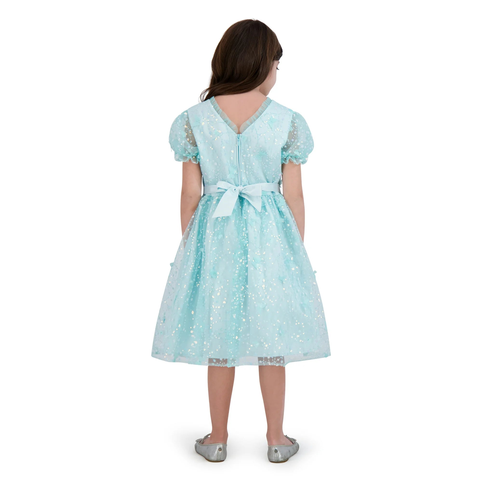 Kensie Girl Butterfly Puff Sleeve Special Occasion Dress, Sizes 4-16  |  WTWL783XA