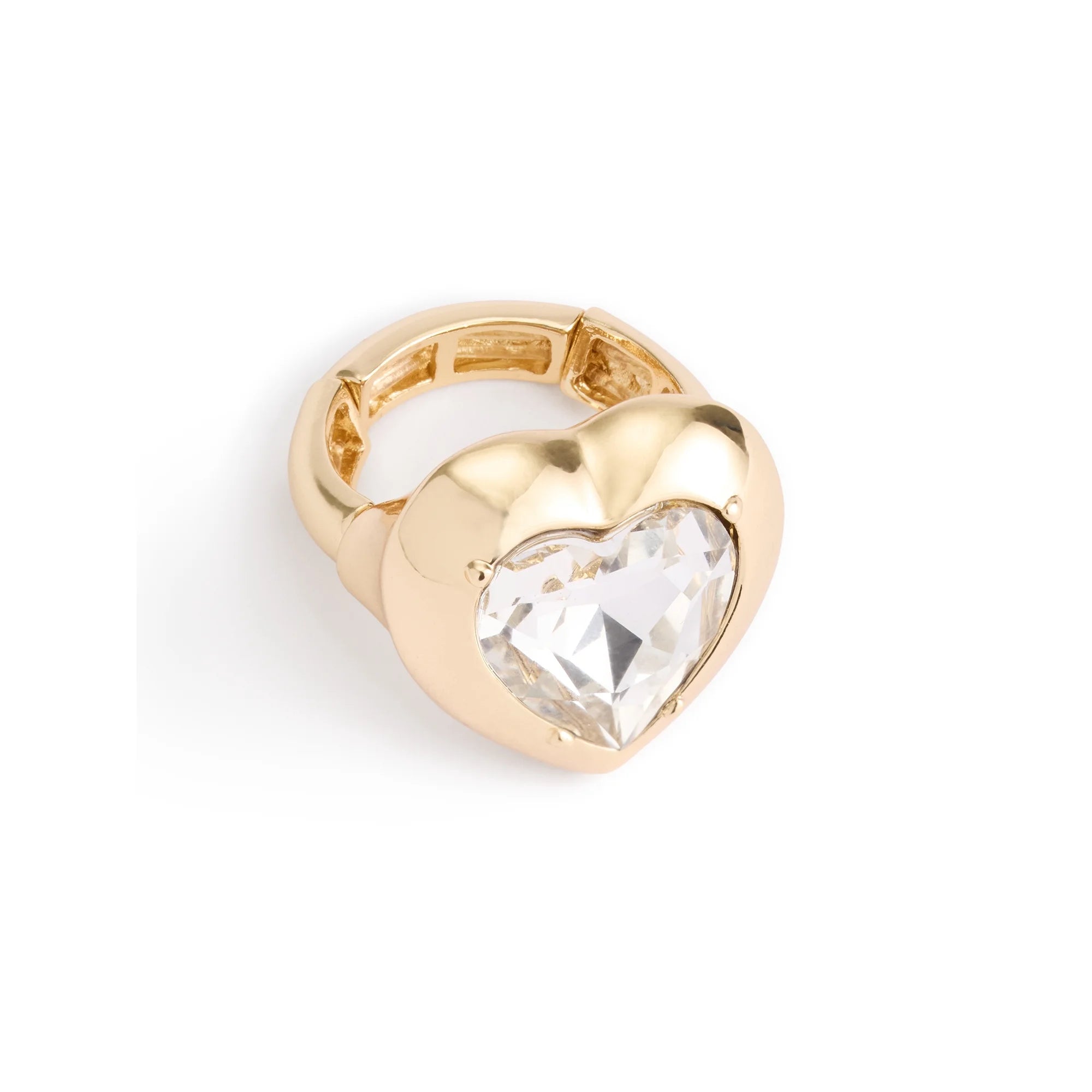 Madden NYC Women's Fashion Gold Tone Heart Gem Cocktail Ring  |  WTWL1126XA