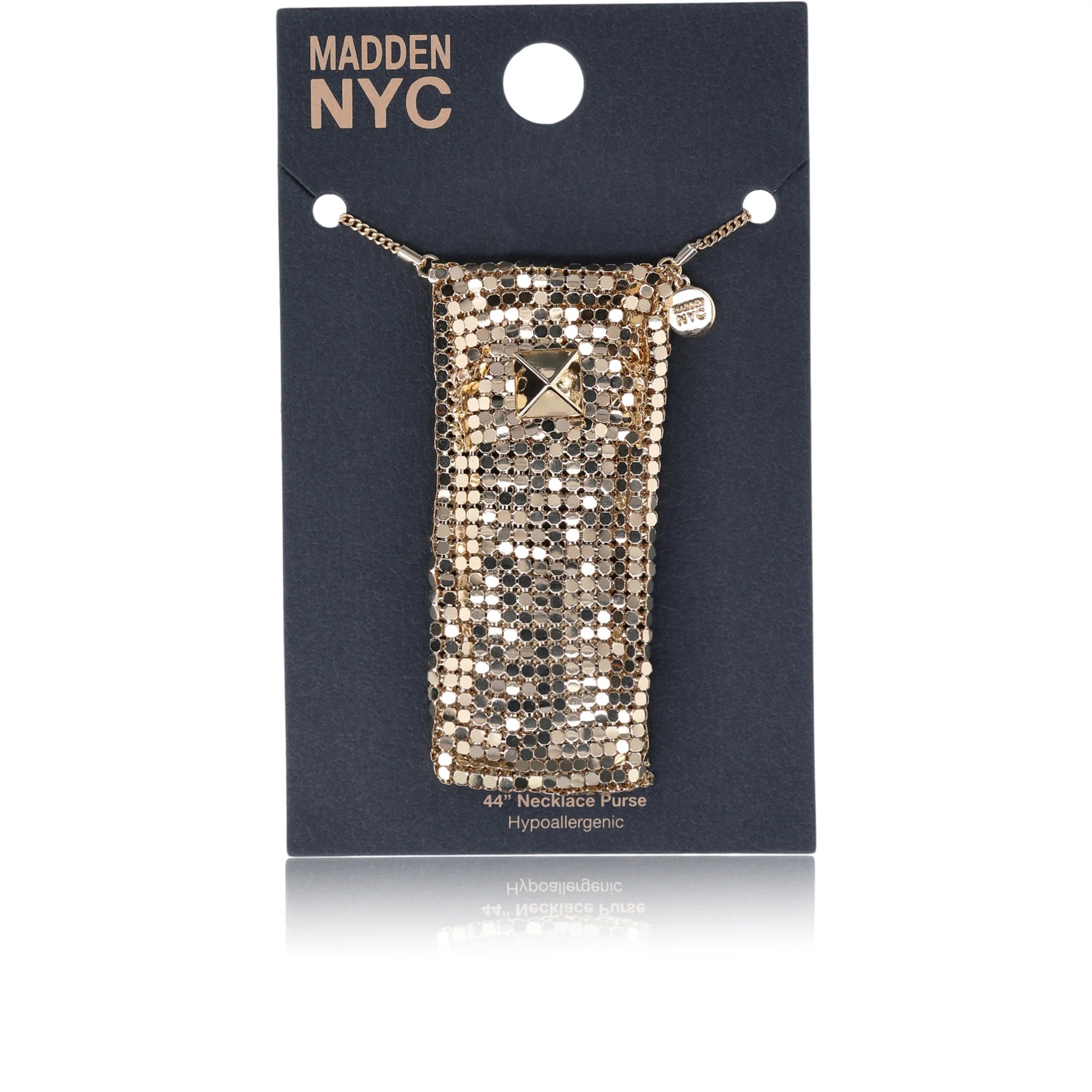 Madden NYC Women's Fashion Gold Tone Chainmail Purse Necklace | WTWL678XA