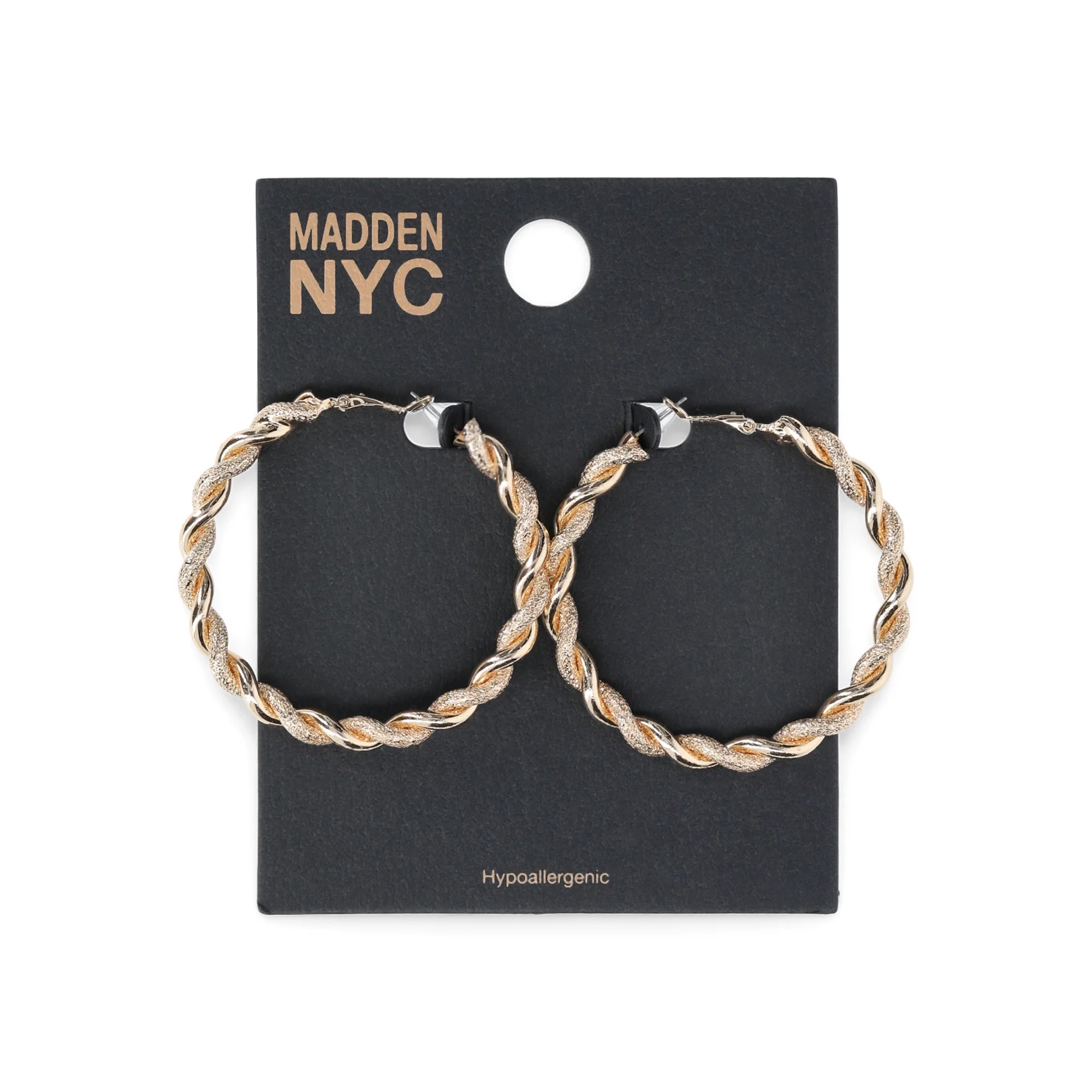 Madden NYC Women's Fashion Gold Tone Openwork Large Hoop Earrings | WTWL621XB