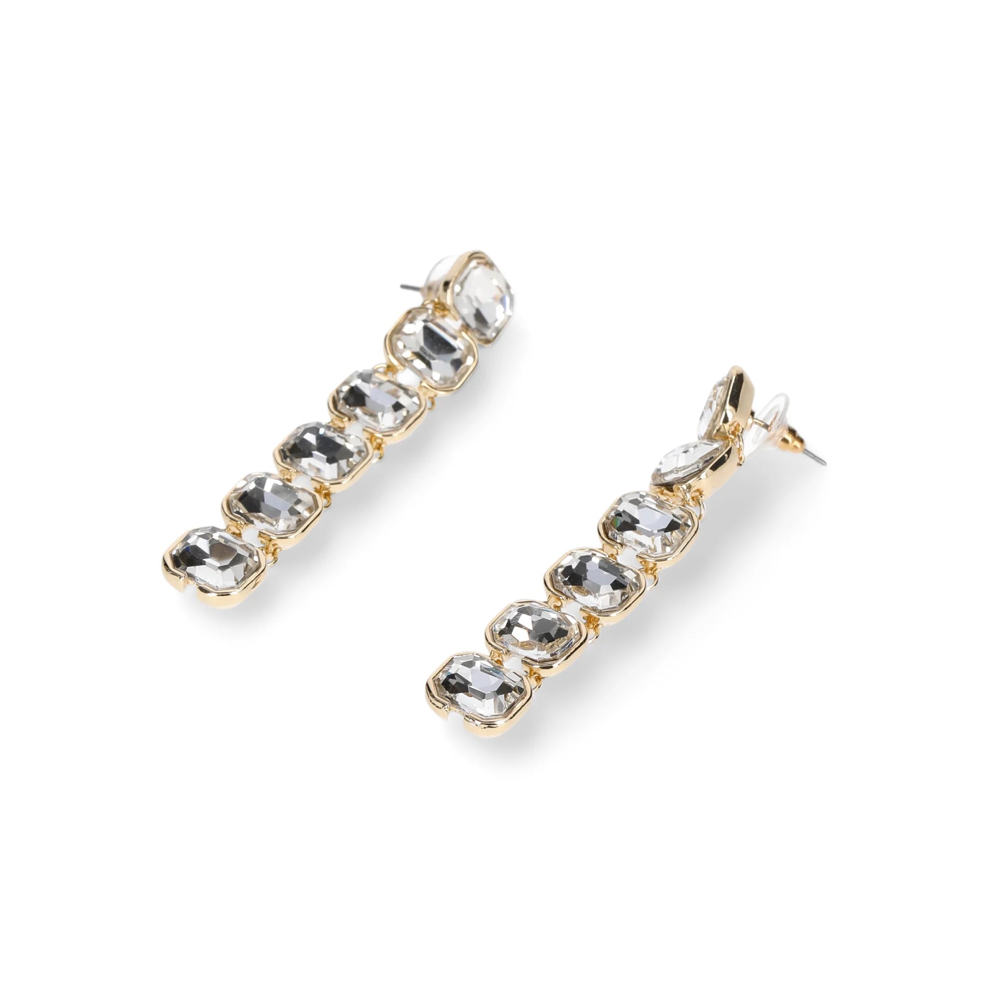 Madden NYC Women's Fashion Gold Tone Stone Gem Linear Earrings | WTWL674XA