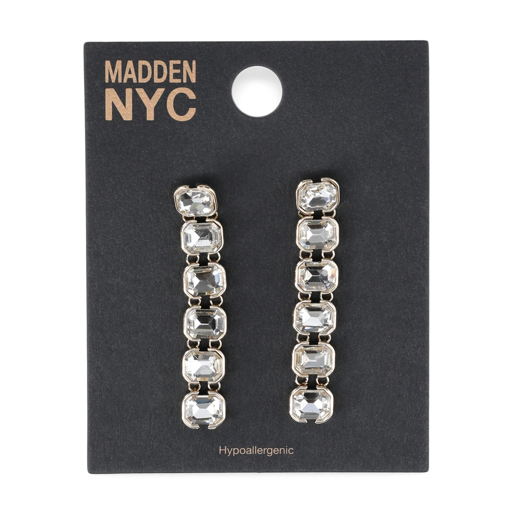 Madden NYC Women's Fashion Gold Tone Stone Gem Linear Earrings | WTWL674XA