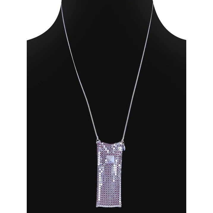 Madden NYC Women's Fashion Lavender Tone Chainmail Purse Necklace | WTWL680XA