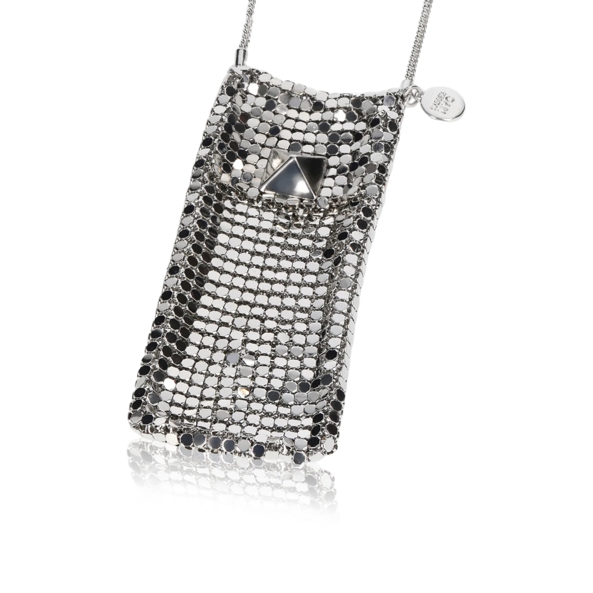 Madden NYC Women's Fashion Silver Rhodium Tone Chainmail Purse Necklace | WTWL681XA