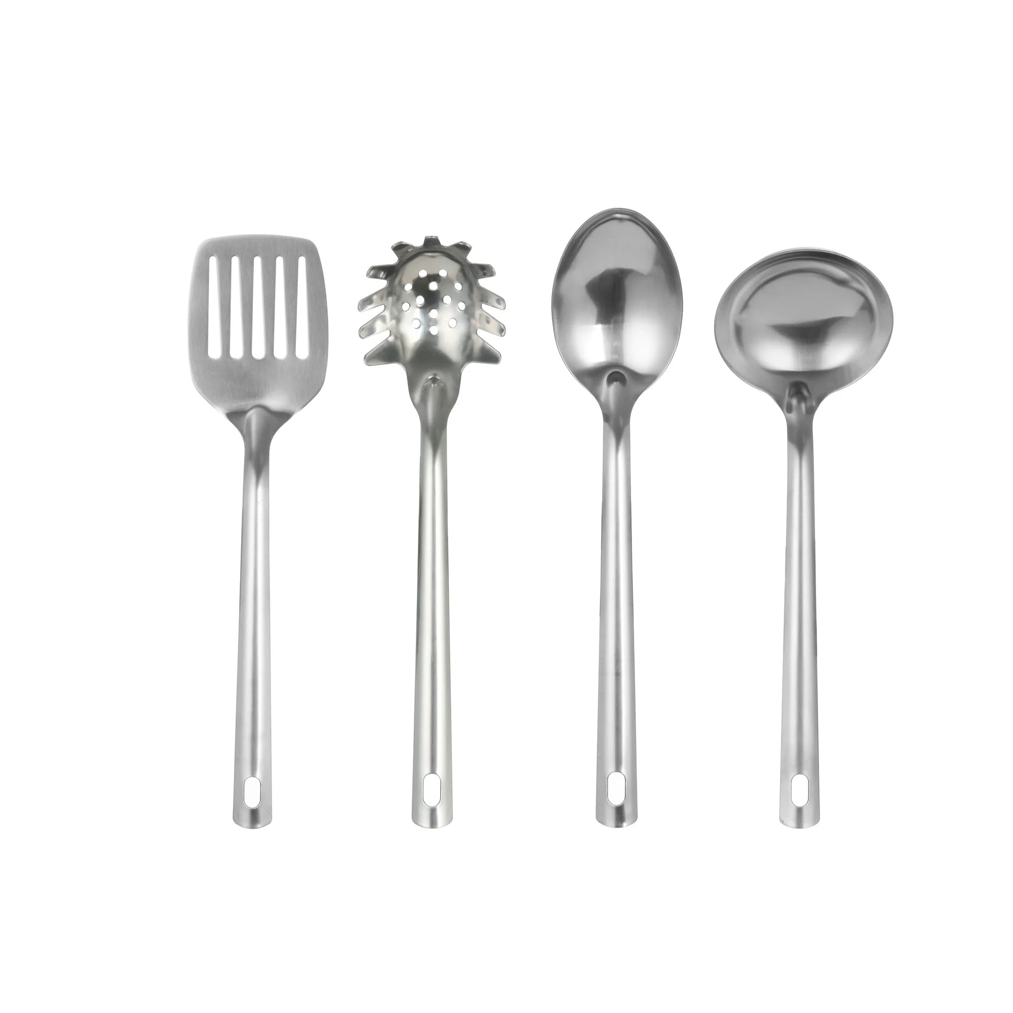 Stainless Steel 4-Piece Kitchen Utensil Set, Spatula, Slotted Spoon, Ladle and Pasta Spoon |  WTWL139XA