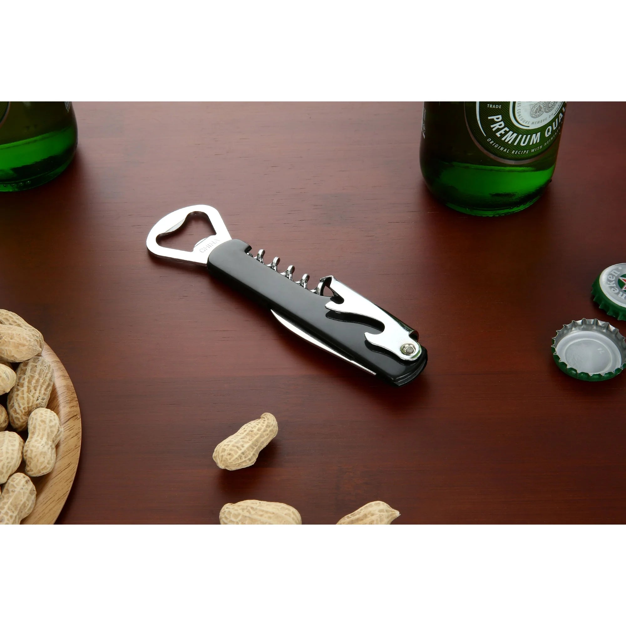 Stainless Steel and Plastic Waiter's Corkscrew Bottle Opener, Black | WTWL88XA