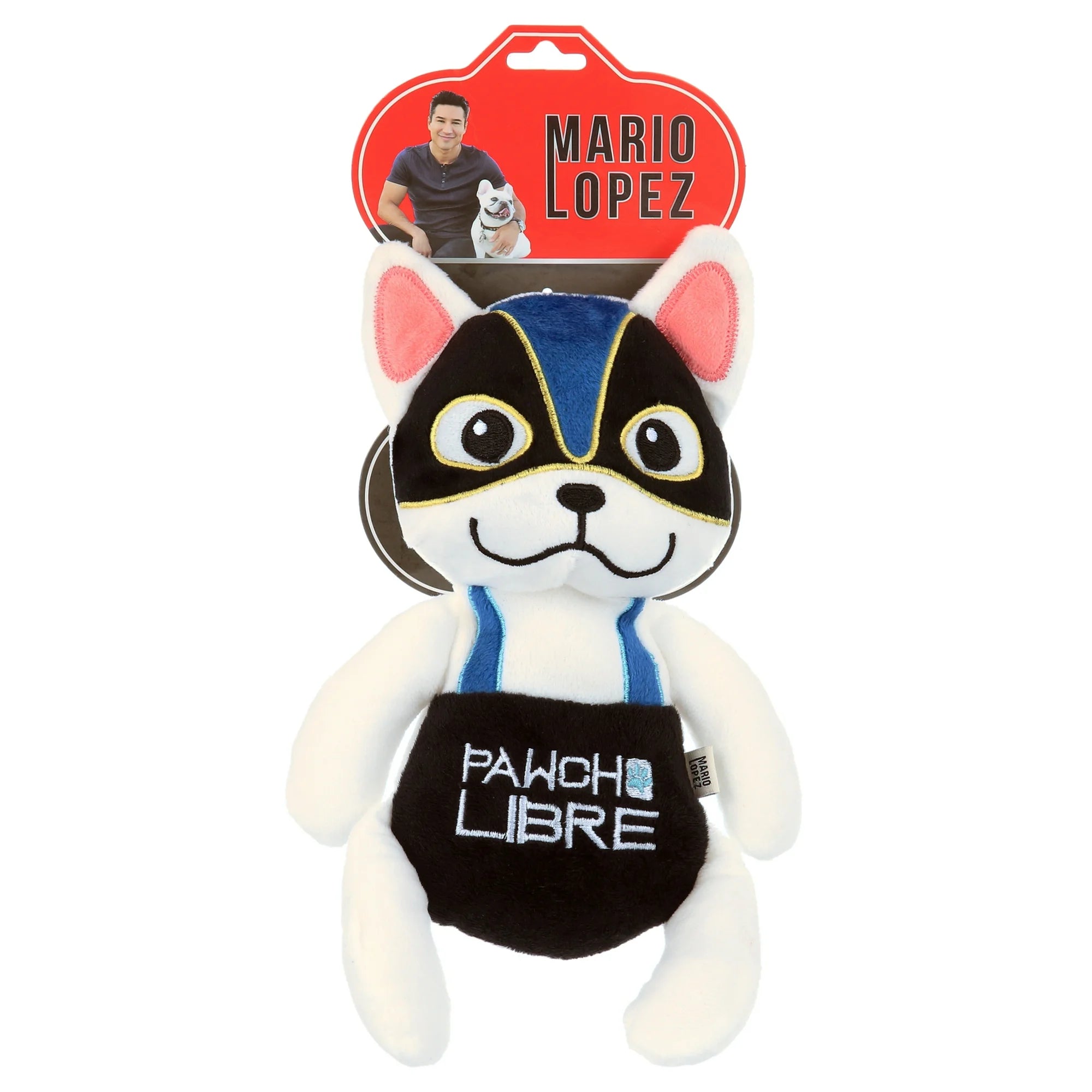 Mario Lopez - Wrestling Fighting Frenchie, Small Dog Toy 12 inches, Color Grey/Red, Chew Level 2  |  WTWL754XA