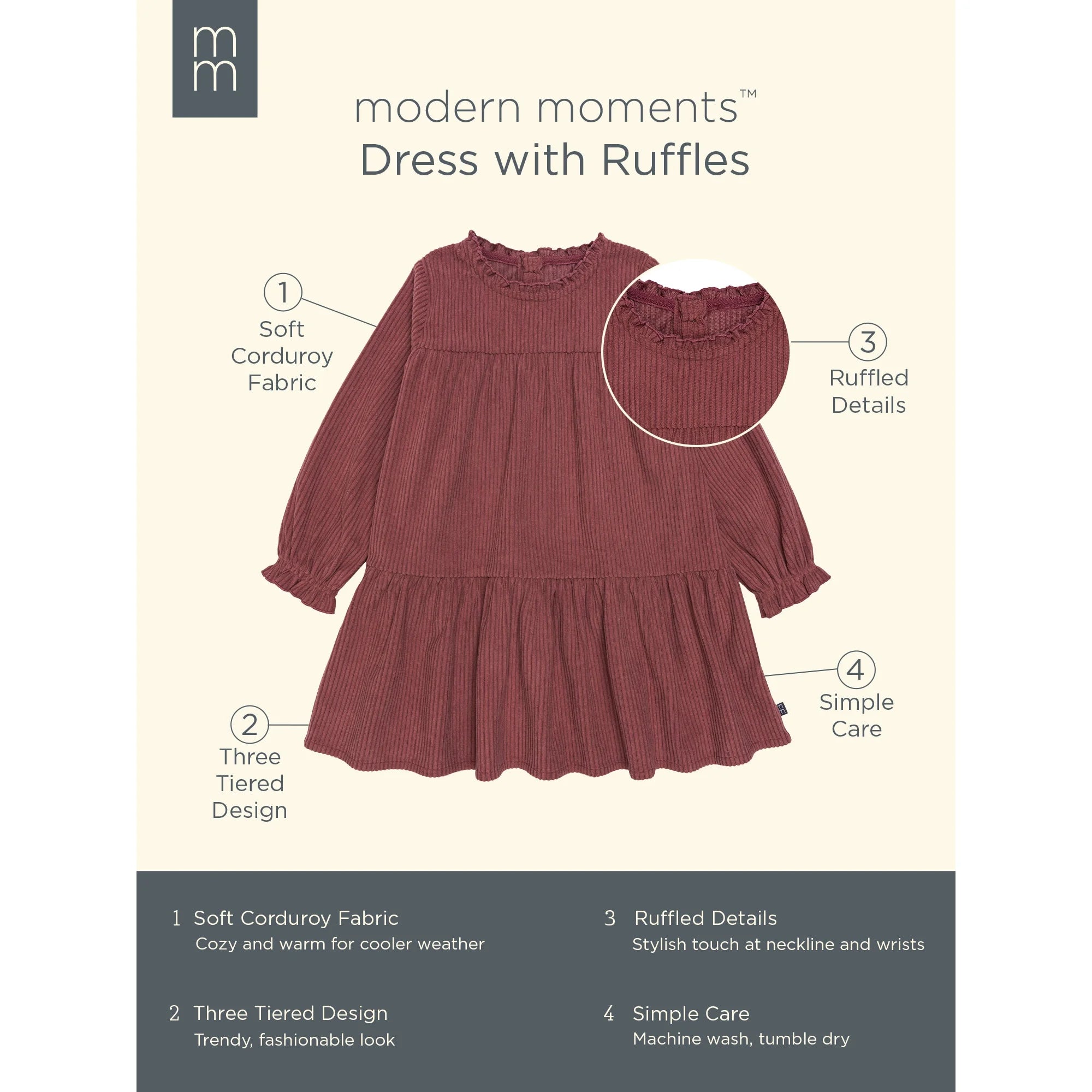 Modern Moments By Gerber Toddler Girl Dress with Ruffles, Sizes 12 Months - 5T | WTWL631XA