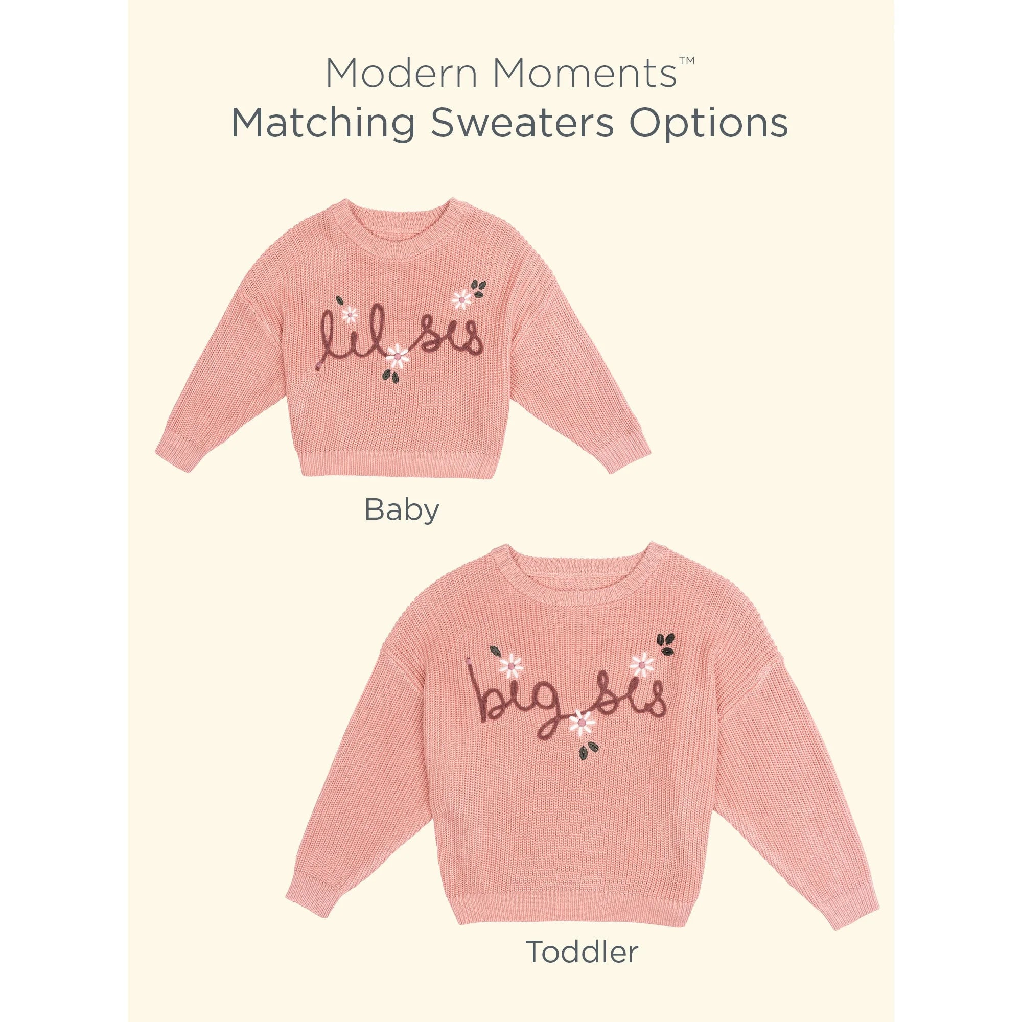 Modern Moments by Gerber Toddler Girl Sibling Matching Sweater, Sizes 12 Months - 5T | WTWL632XA