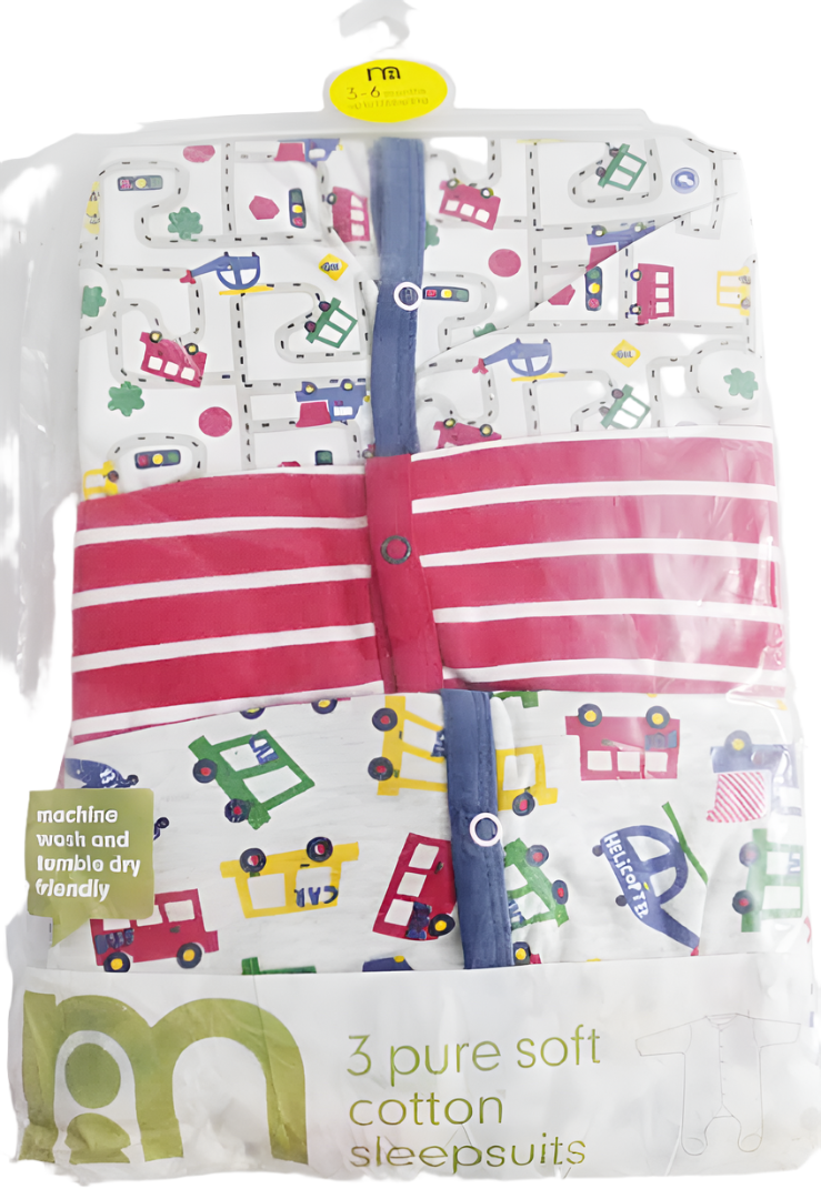 Designer 3in1 Pack Pure Soft Cotton Baby Sleepsuits, Baby Overall Gift Set | NNC38a