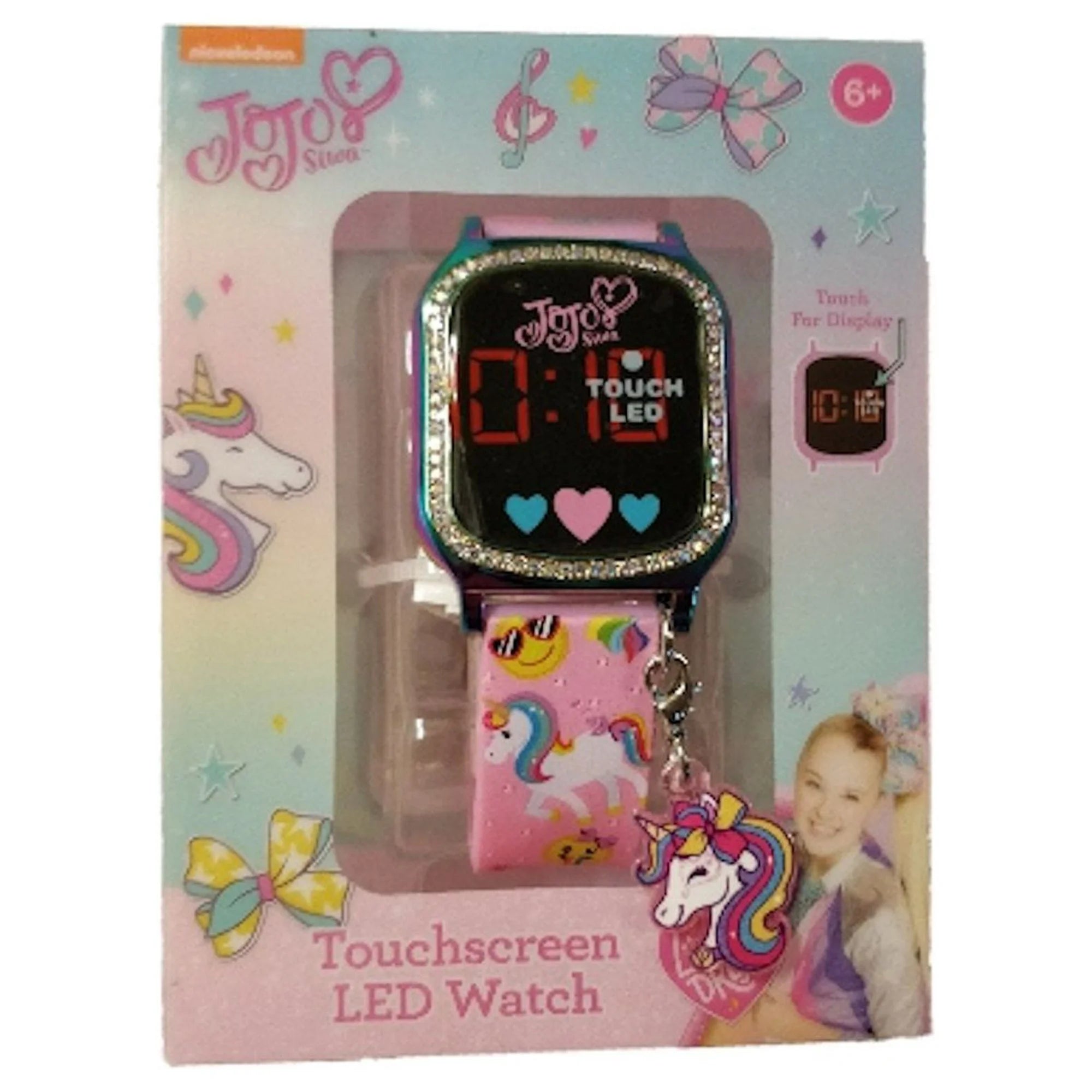 Nickelodeon Jojo Siwa Unisex Child Touchscreen LED Watch with Silicone Strap with Charm | WTWL801XA