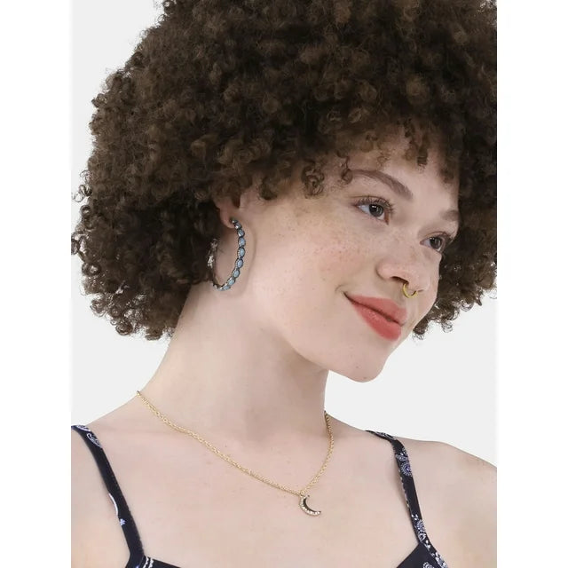 No Boundaries Beaded Silver-Tone Hoop Earrings, Women's  | WTWL311XA