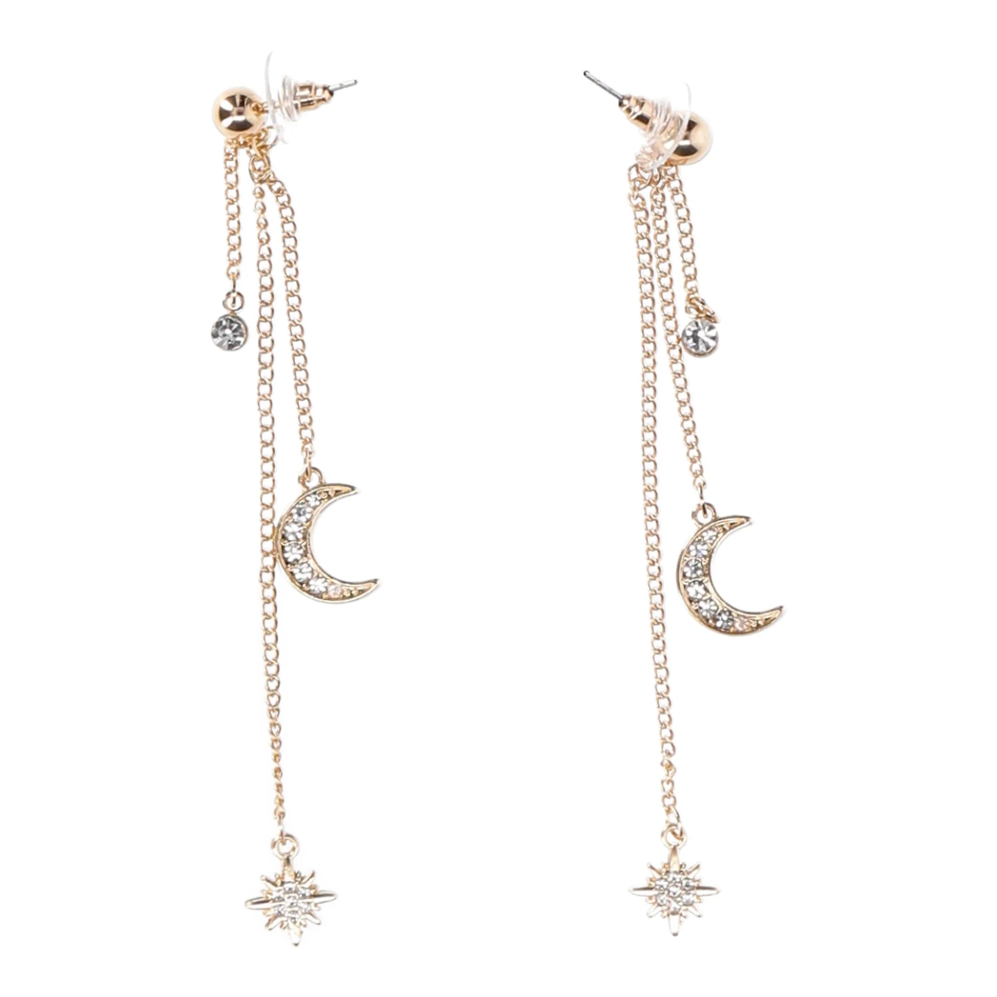 No Boundaries Celestial Metal Linear Dangle Earrings with Crystal Acrylic Stone, Women’s |  WTWL319XA