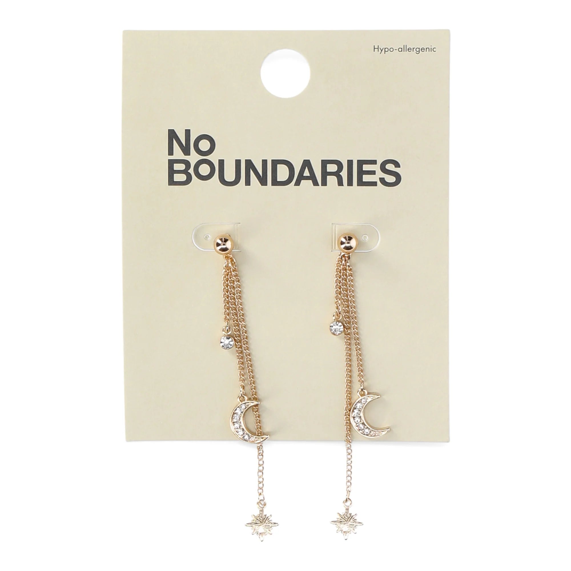 No Boundaries Celestial Metal Linear Dangle Earrings with Crystal Acrylic Stone, Women’s |  WTWL319XA