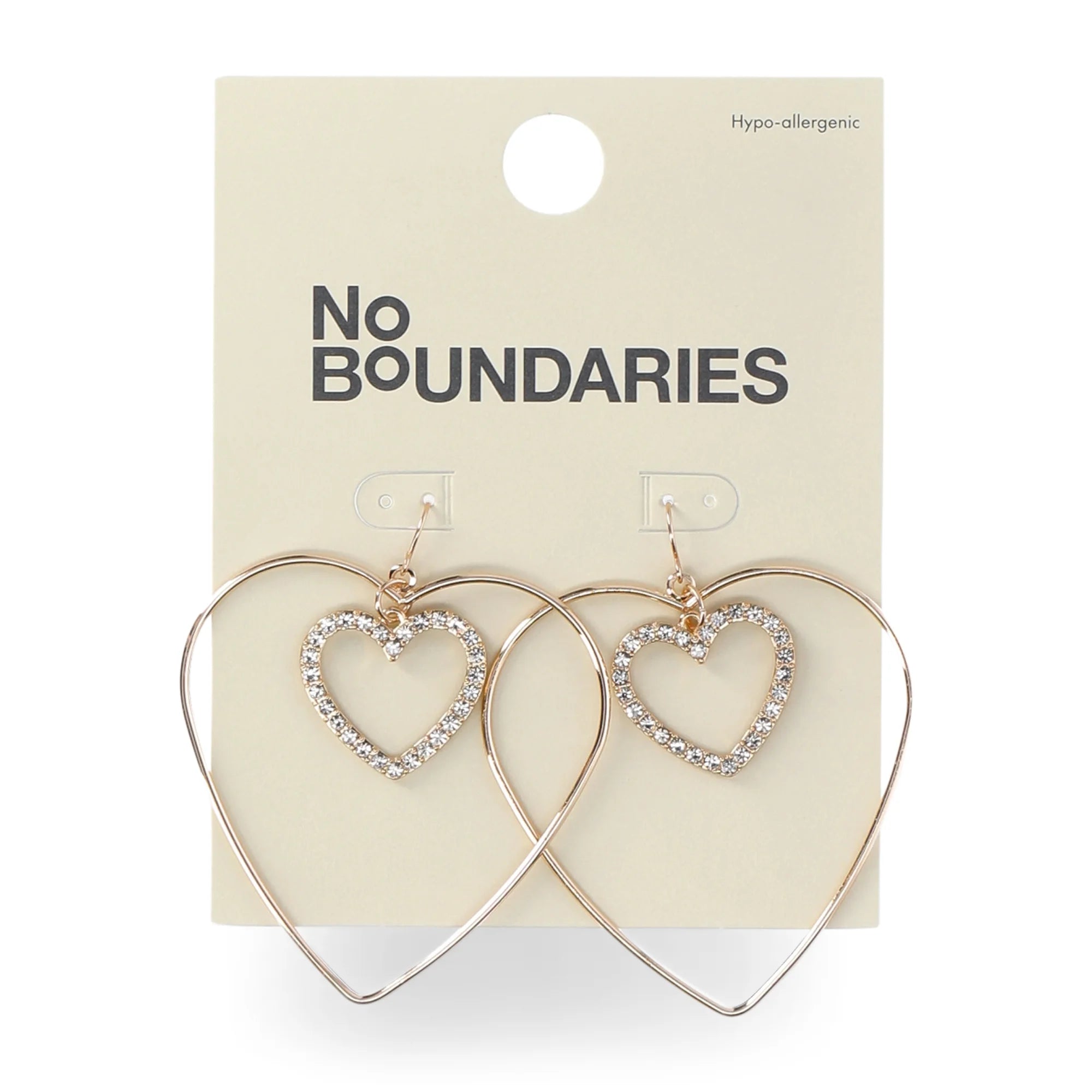 No Boundaries Double Heart Rhinestone Earrings, Women’s  |  WTWL320XA