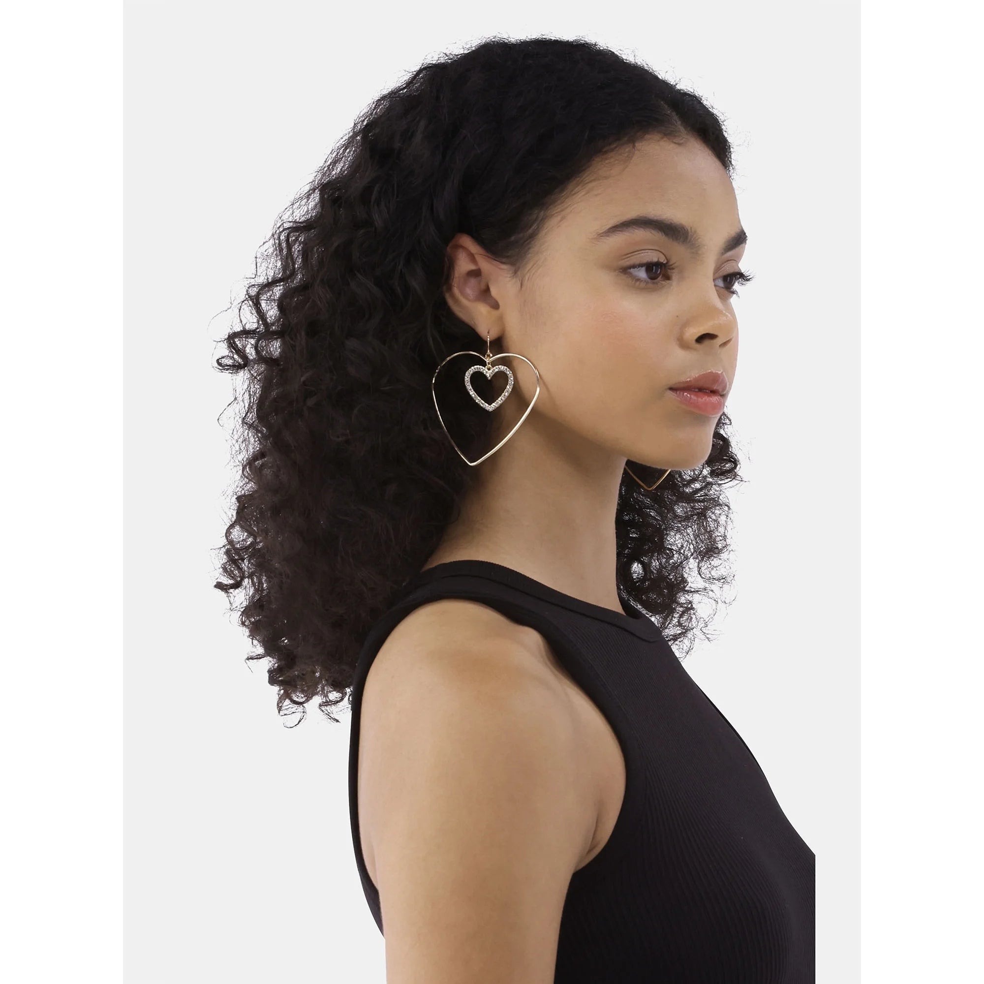 No Boundaries Double Heart Rhinestone Earrings, Women’s  |  WTWL320XA