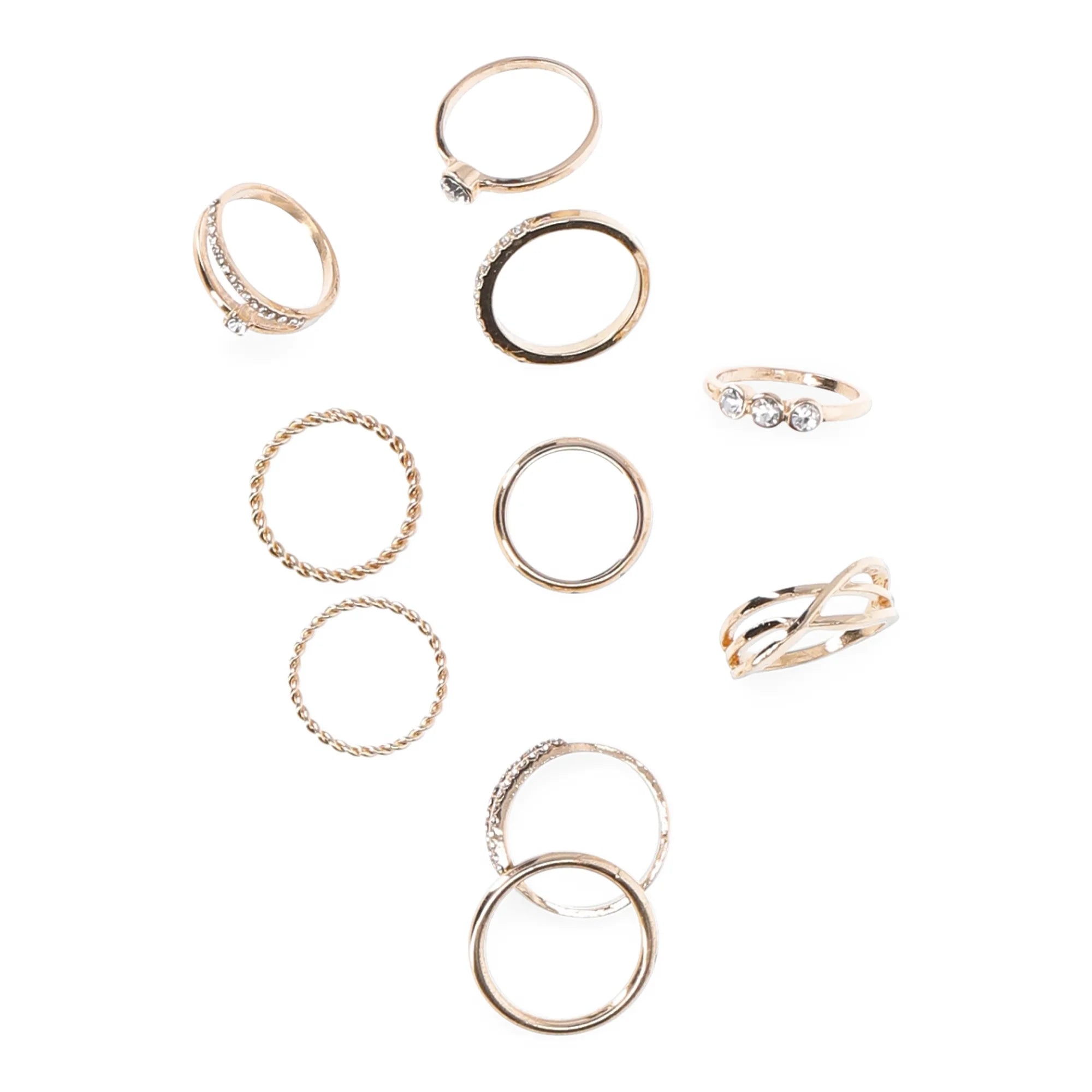 No Boundaries Gold-Tone and Cubic Zirconia Ring Set, 10 Piece, Women's | WTWL290XA