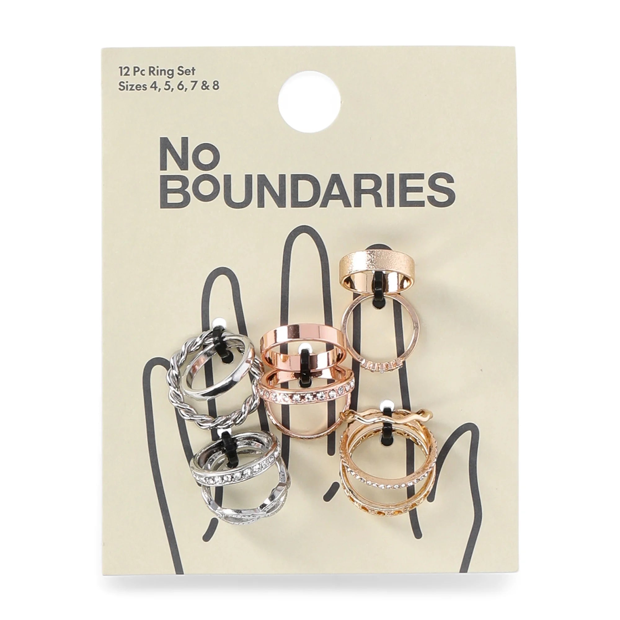 No Boundaries Gold-Tone and Silver-Tone Stacking Ring Set, 12-Piece, Women’s| WTWL291XA