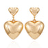 No Boundaries Gold Tone Trendy Puffed Heart Drop Post Earrings, Women's | WTWL298XA