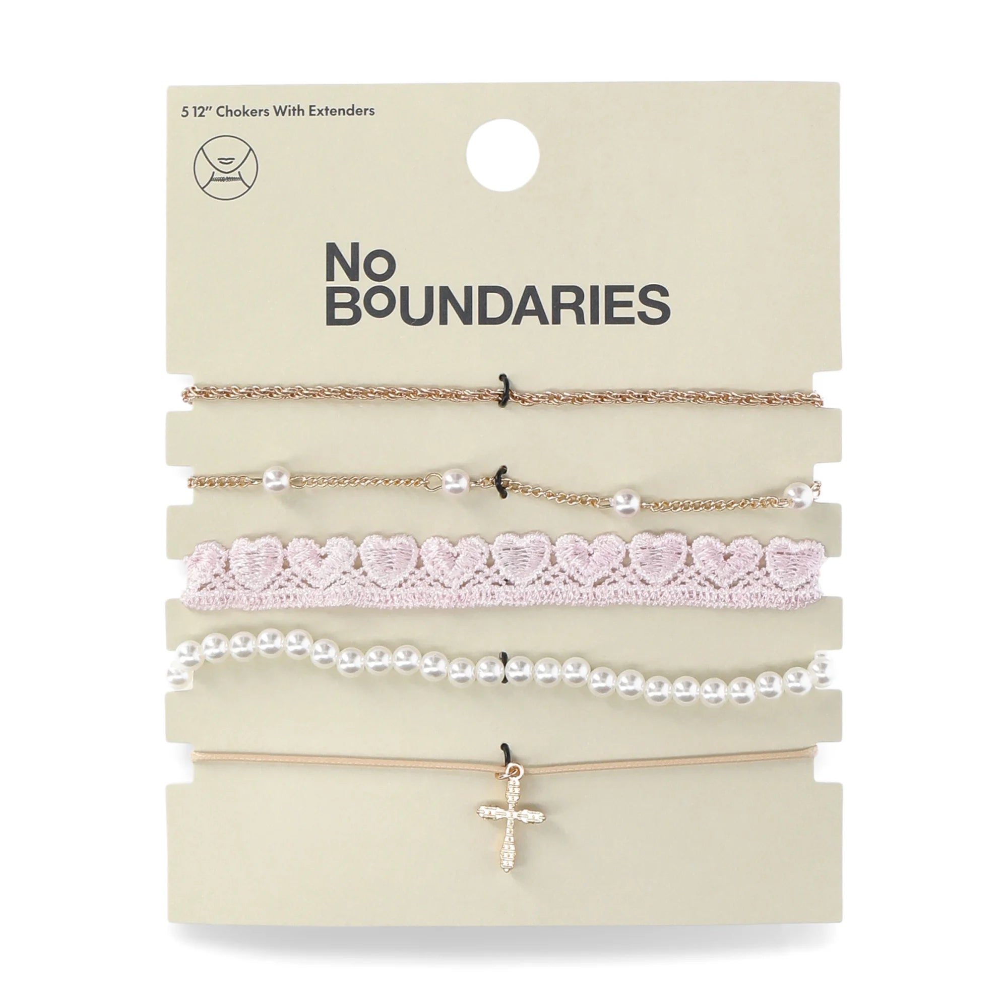 No Boundaries Goldtone Choker Necklace, Cross Motif, Pink, 5-Piece, Women's | WTWL313XA