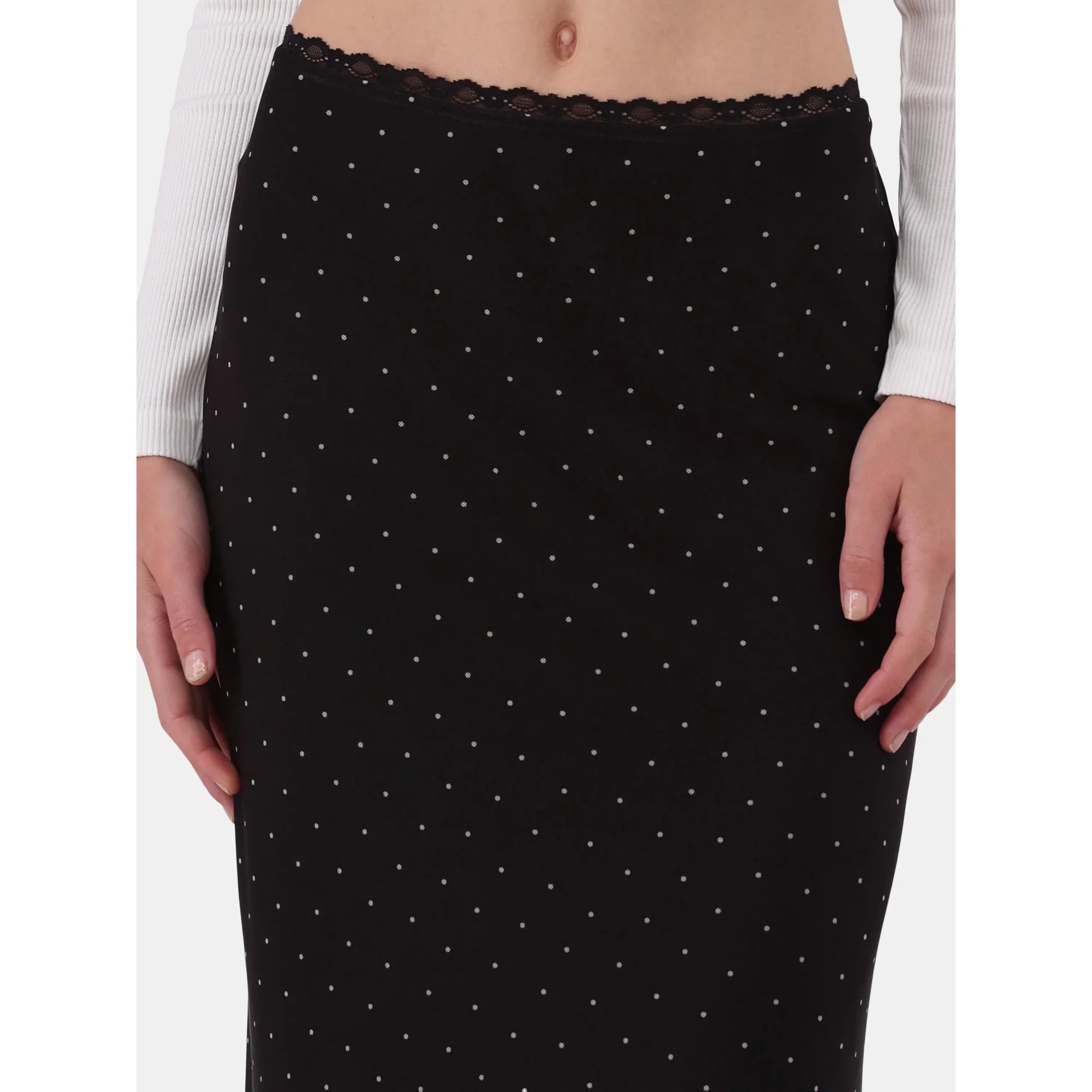 No Boundaries Lace-Trim Mesh Maxi Skirt, Women’s and Women’s Plus |  WTWL496XA