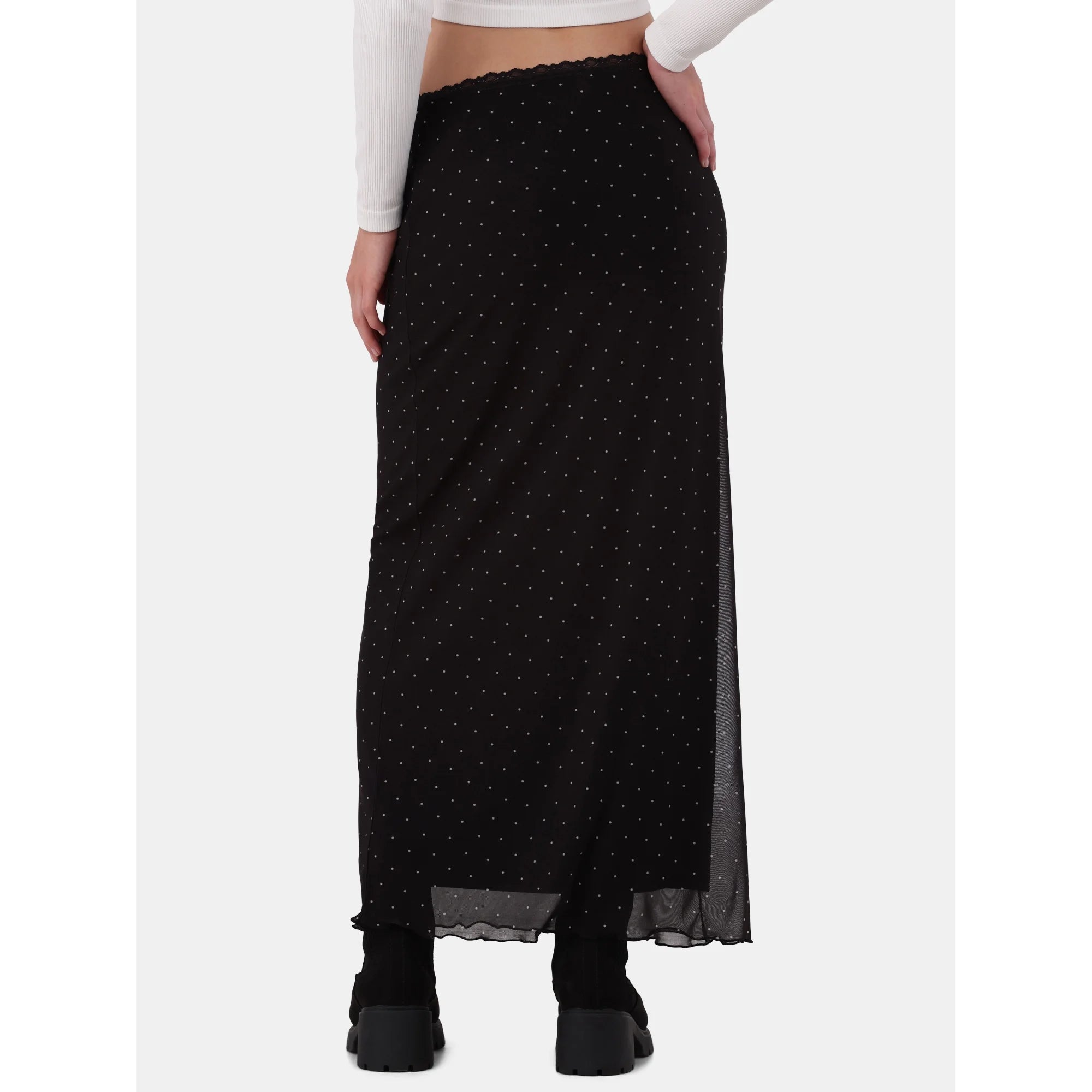 No Boundaries Lace-Trim Mesh Maxi Skirt, Women’s and Women’s Plus |  WTWL496XA