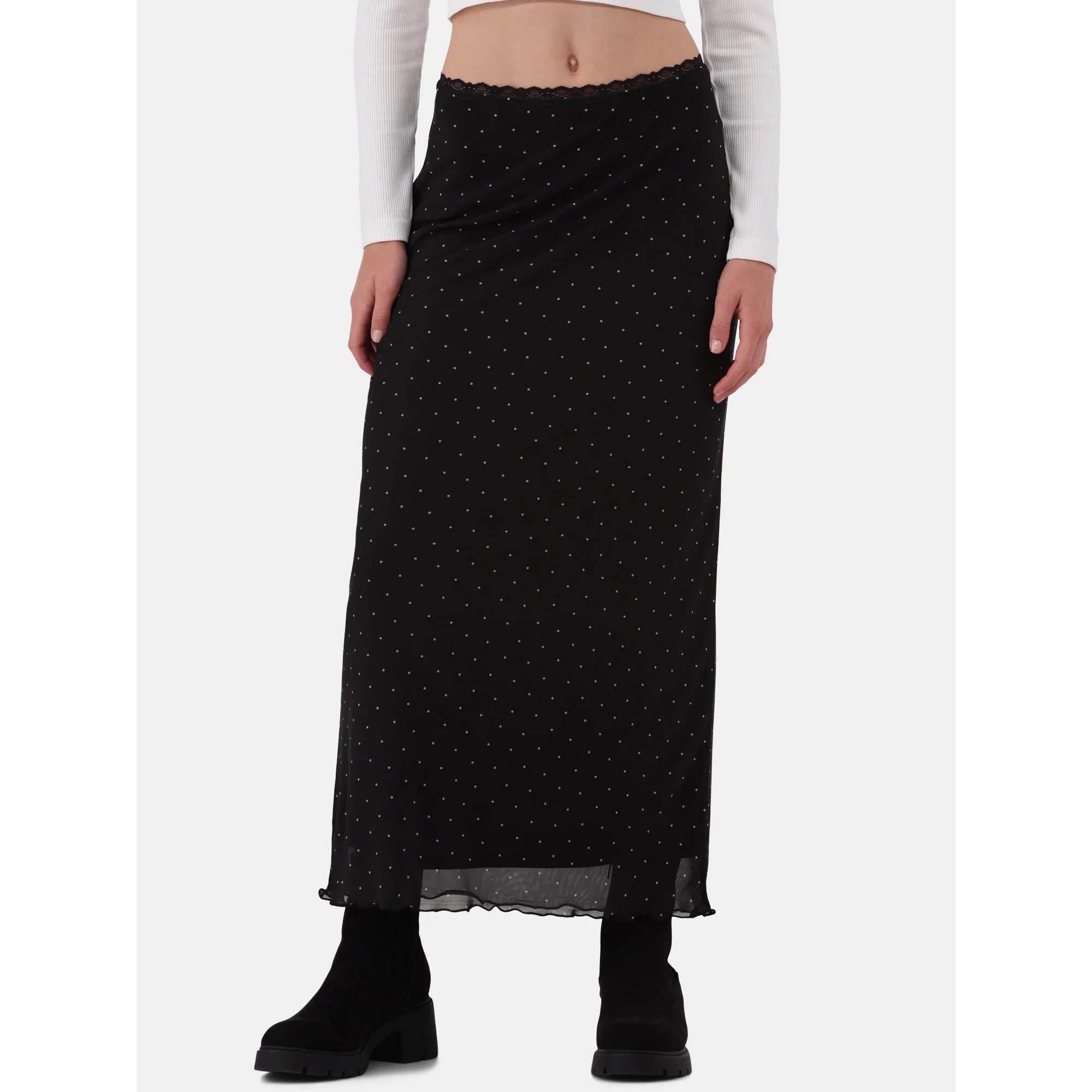 No Boundaries Lace-Trim Mesh Maxi Skirt, Women’s and Women’s Plus |  WTWL496XA