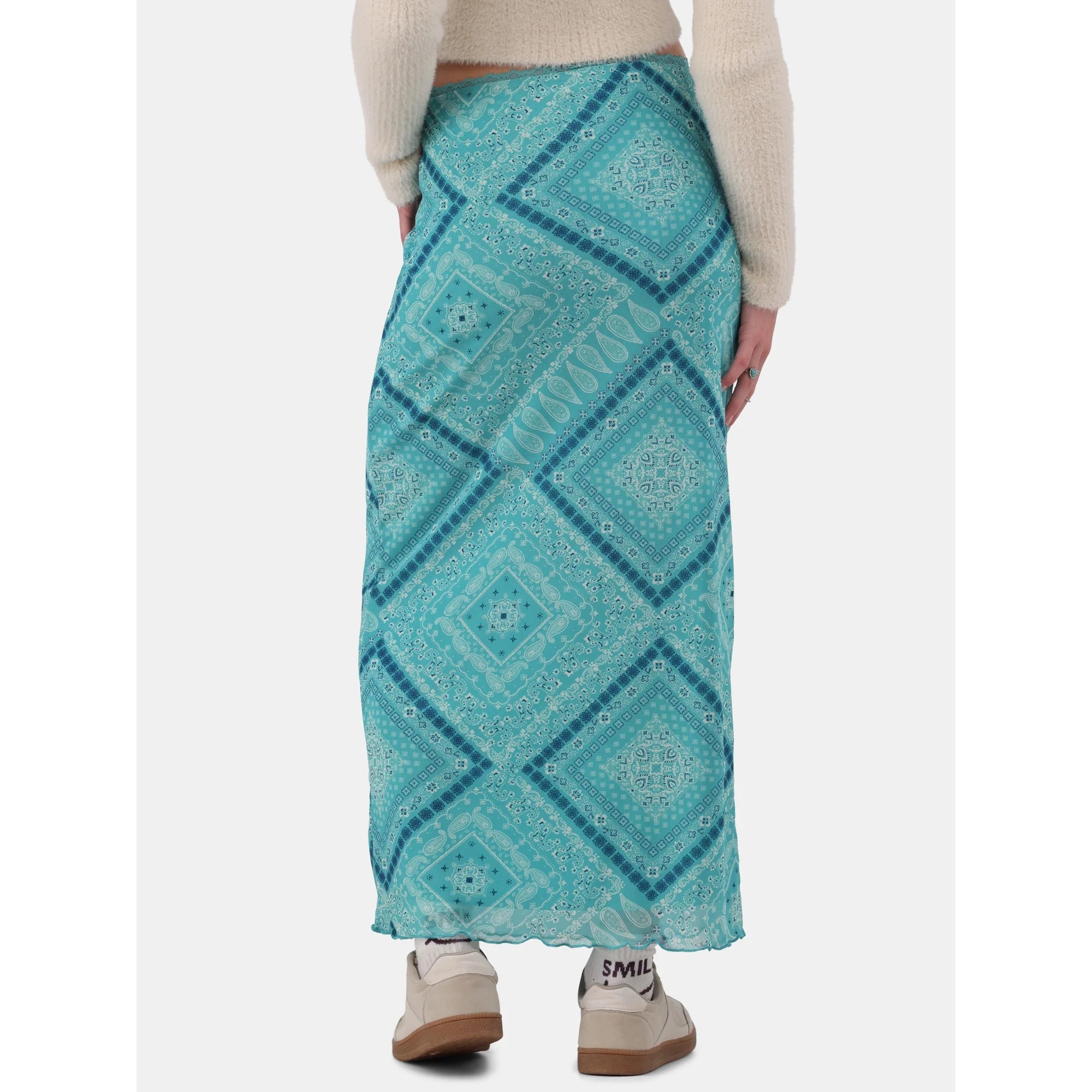 No Boundaries Lace-Trim Mesh Maxi Skirt, Women’s and Women’s Plus | WTWL498XA