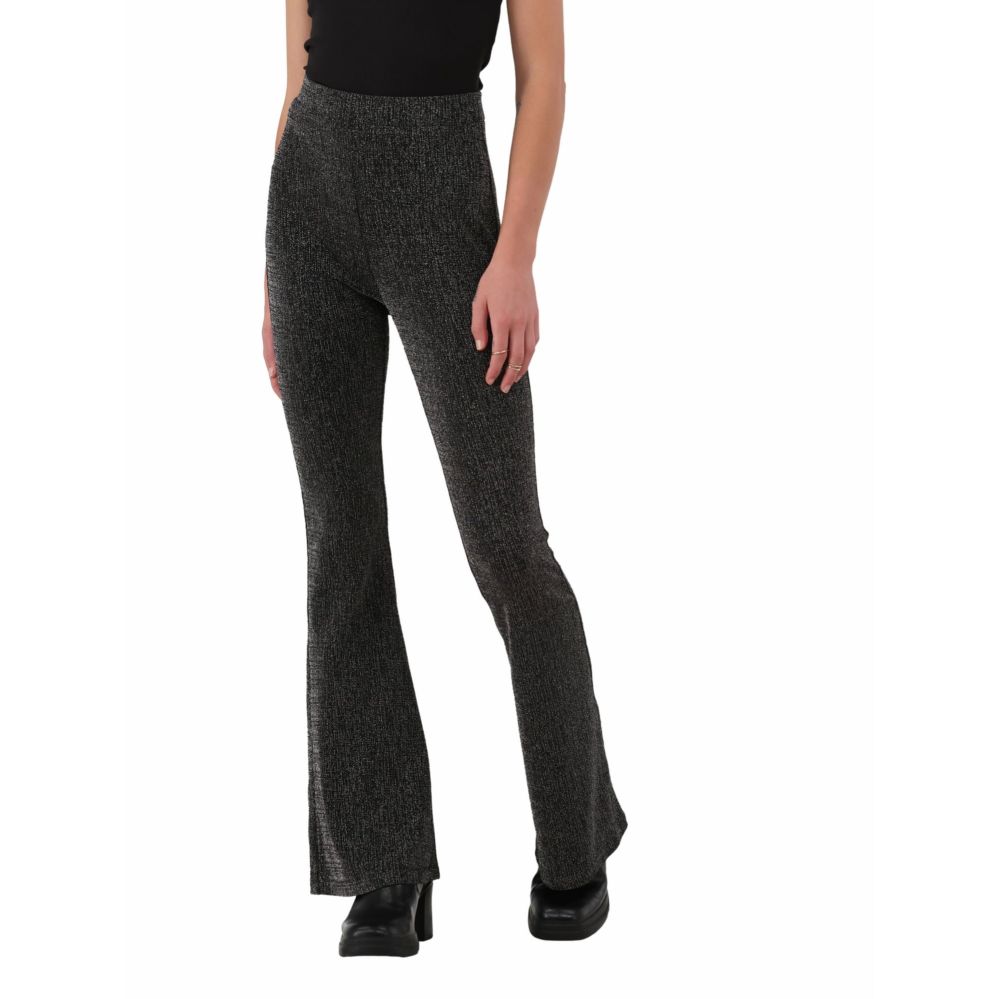 No Boundaries Lurex Flare Pants, 31” Inseam, Women’s and Women’s Plus | WTWL65XA