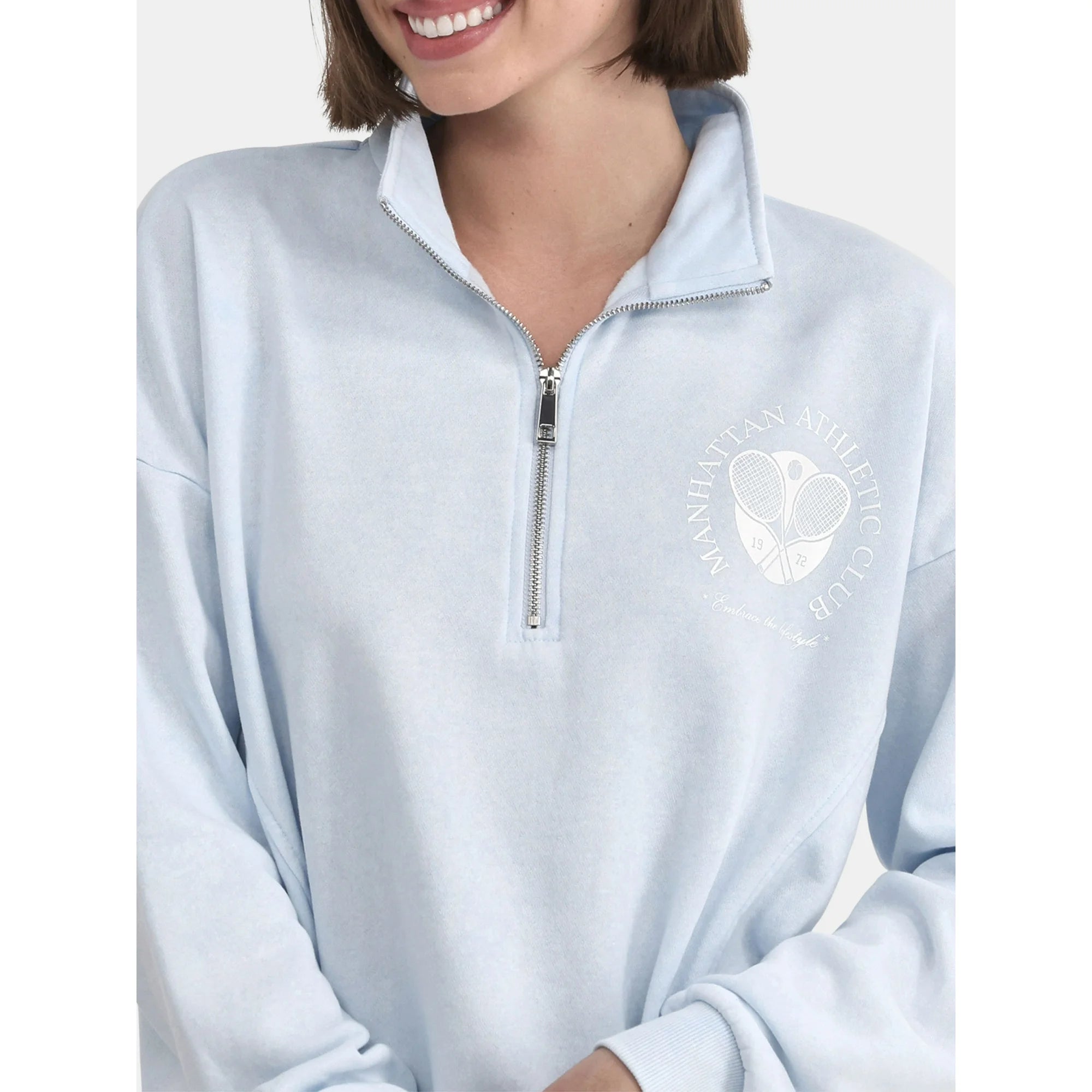 No Boundaries Quarter Zip Graphic Sweatshirt, Lightweight, Women's and Women’s Plus |  WTWL495XA