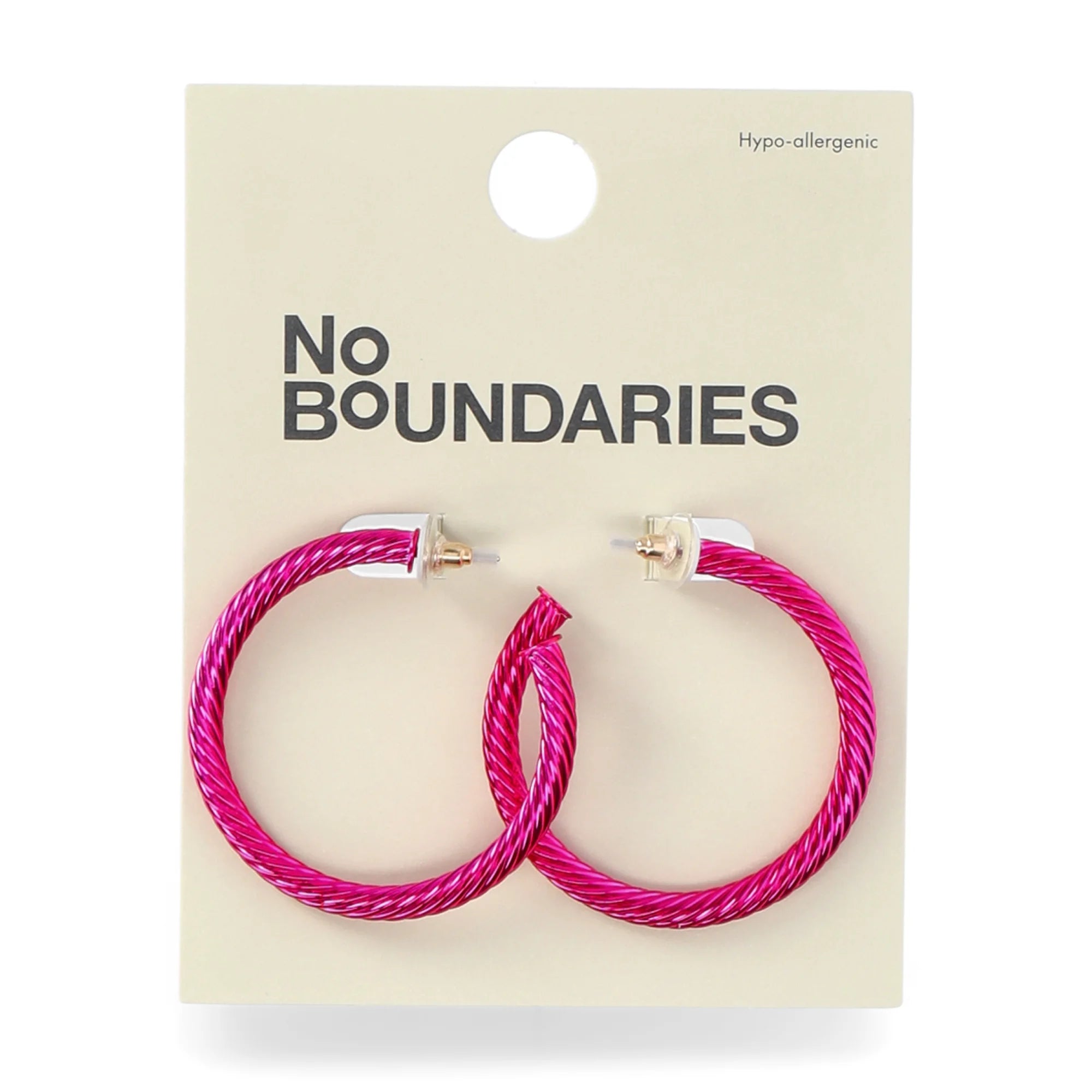 No Boundaries Rope Textured Hoop Earrings, Pink, Women’s | WTWL321XA