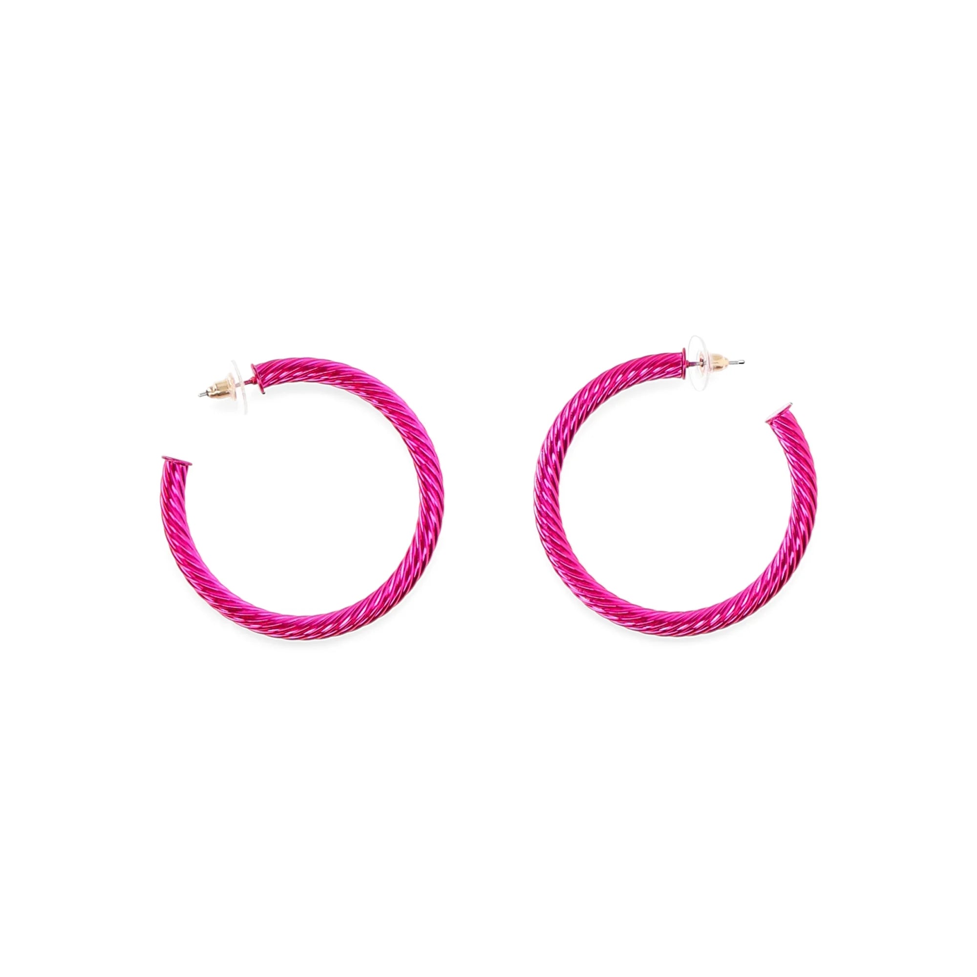 No Boundaries Rope Textured Hoop Earrings, Pink, Women’s | WTWL321XA