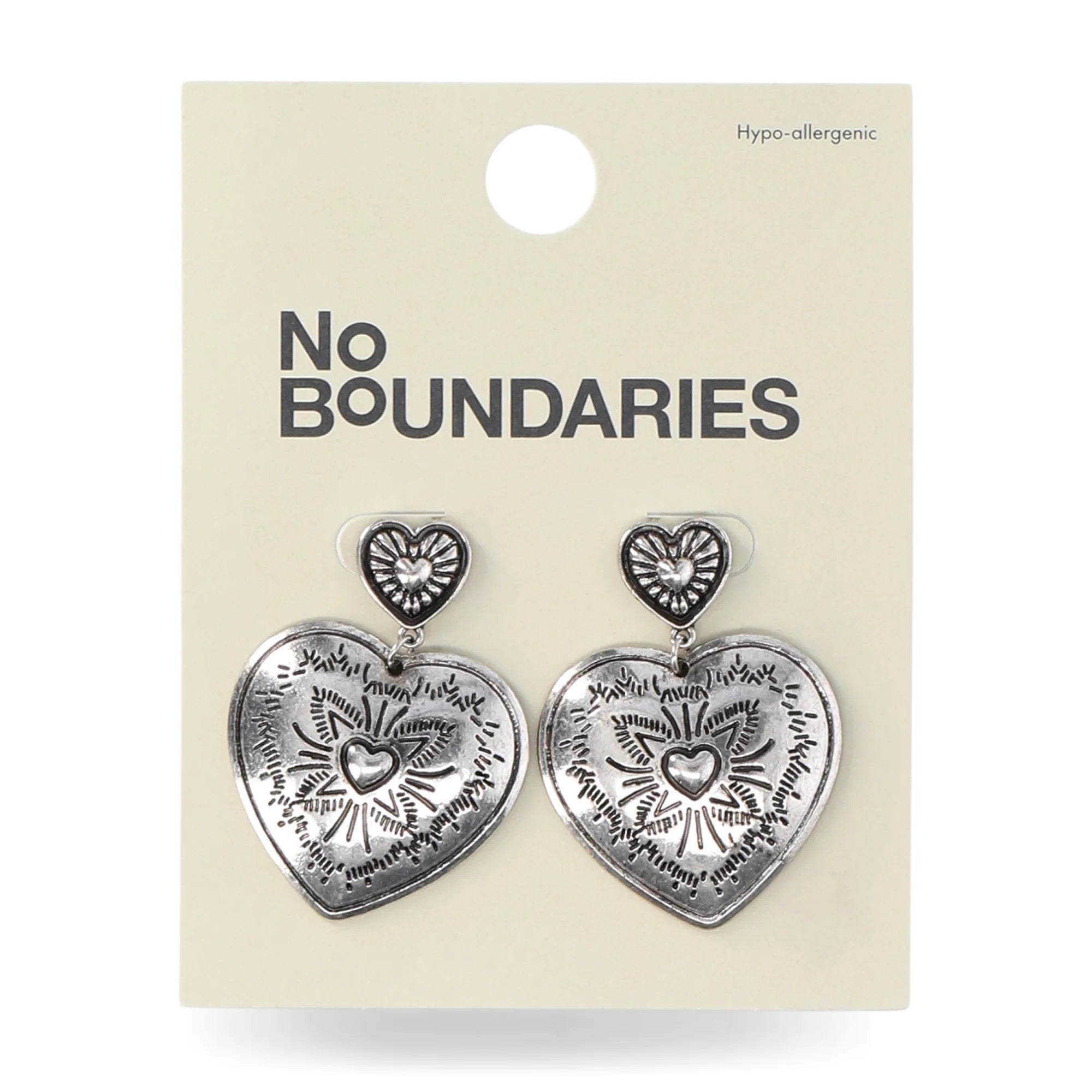 No Boundaries Silver-Tone Heart Earrings, Women’s  |  WTWL297XA