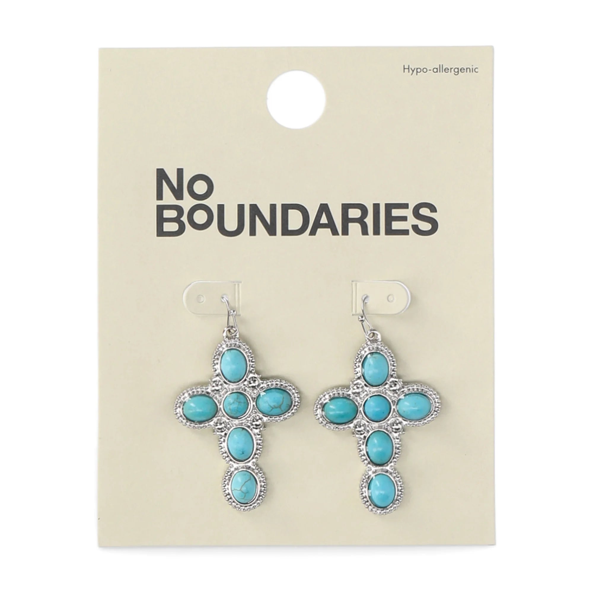No Boundaries Silver-Tone and Simulated Turquoise Cross Earrings, Women’s |  WTWL296XA