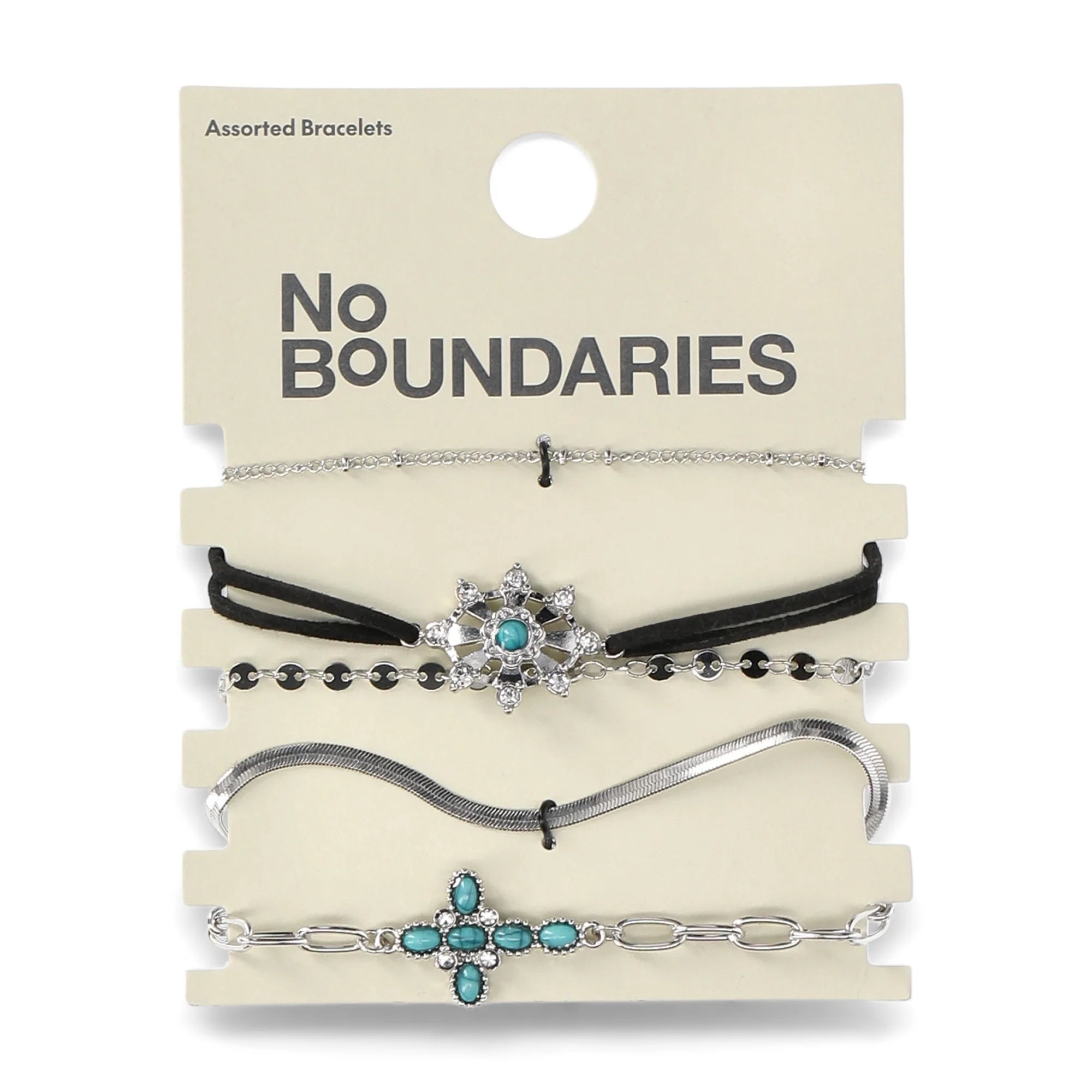 No Boundaries Silver Tone Bracelet Set, Turquoise Cross, 5-Pieces, Women's  |  WTWL299XA
