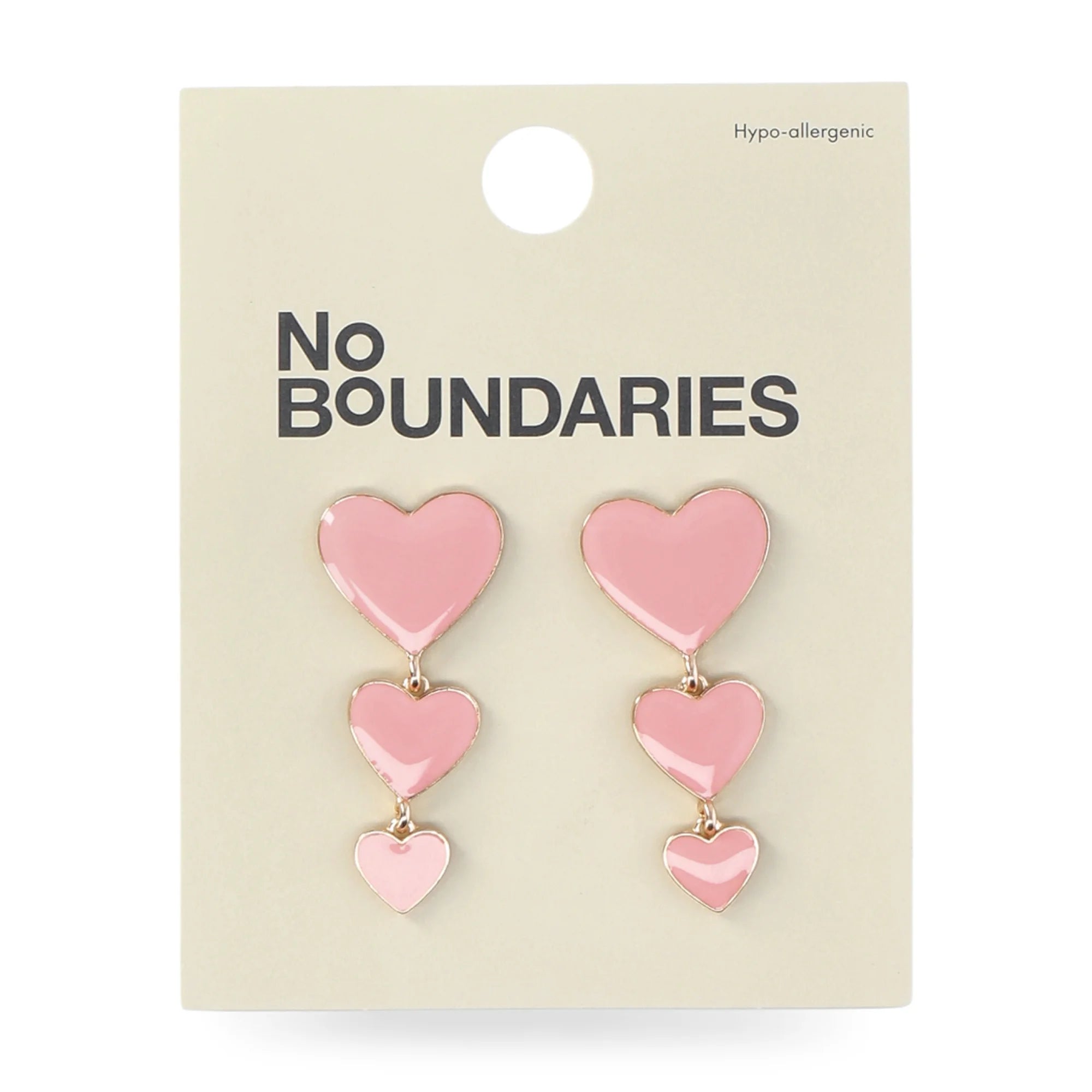 No Boundaries Triple Heart Drop Earrings, Pink, Women’s  |  WTWL302XA