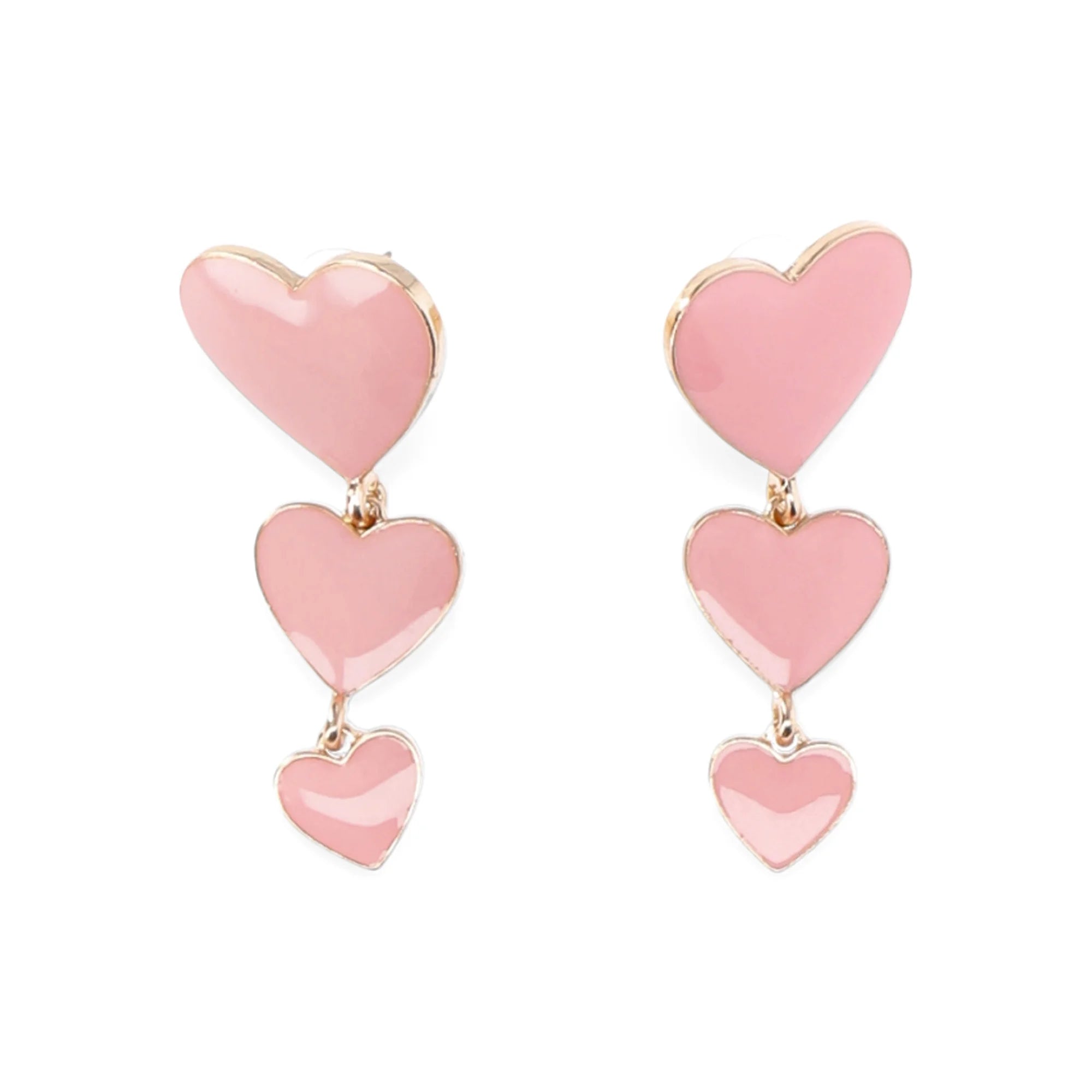 No Boundaries Triple Heart Drop Earrings, Pink, Women’s  |  WTWL302XA
