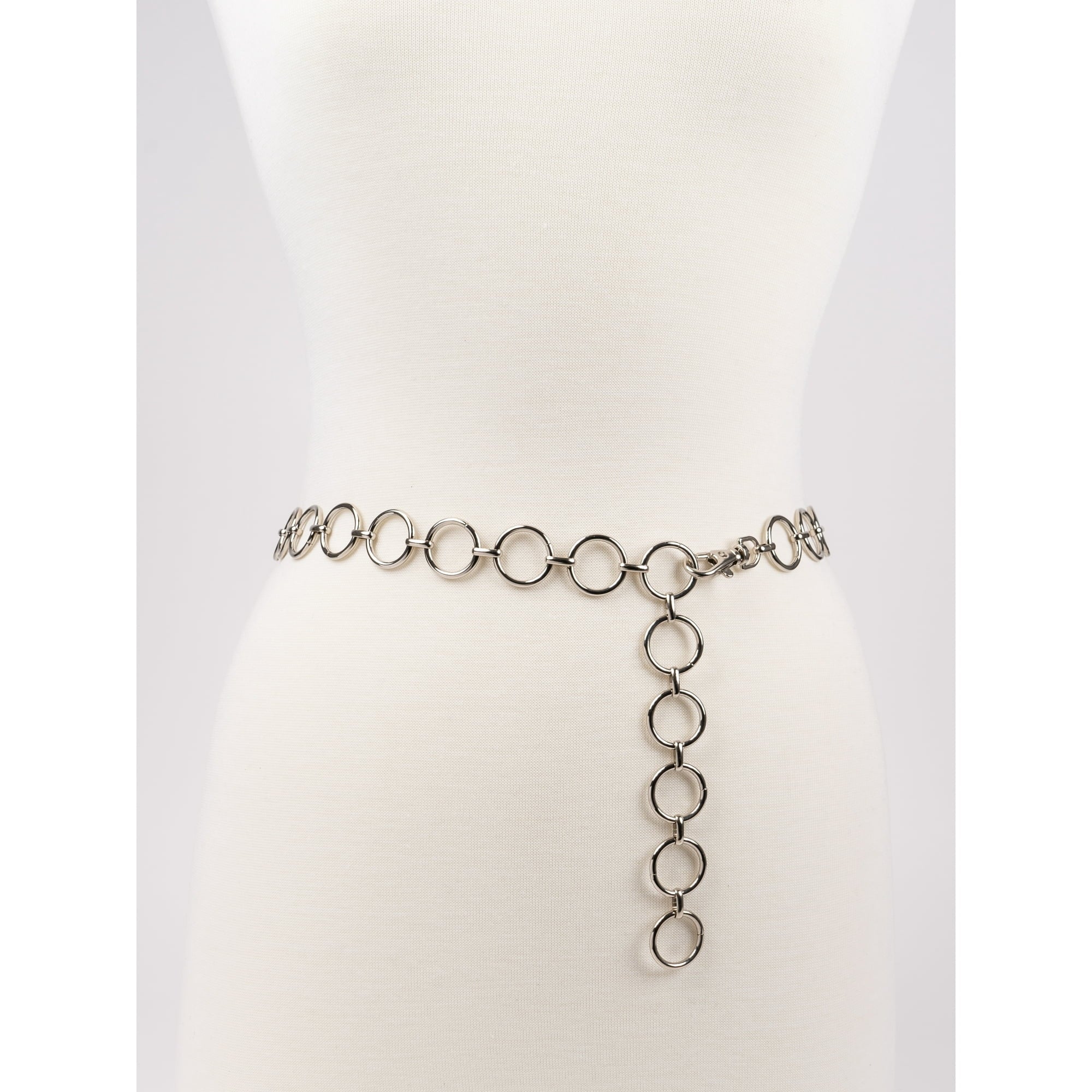 No Boundaries Women's Circle Ring Chain Belt, Silver | WTWL189XA